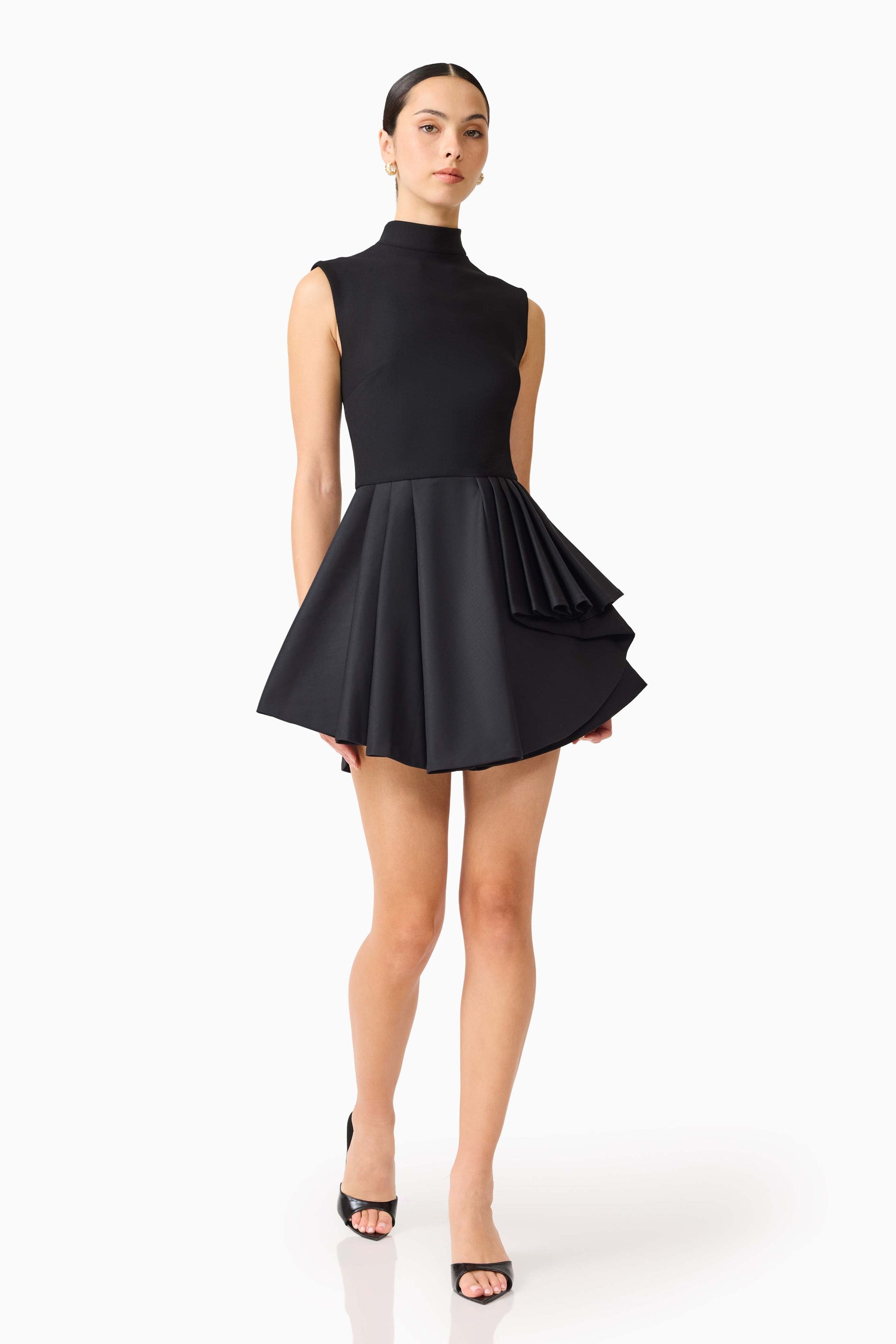Nydia A-Line Mini Dress in Black