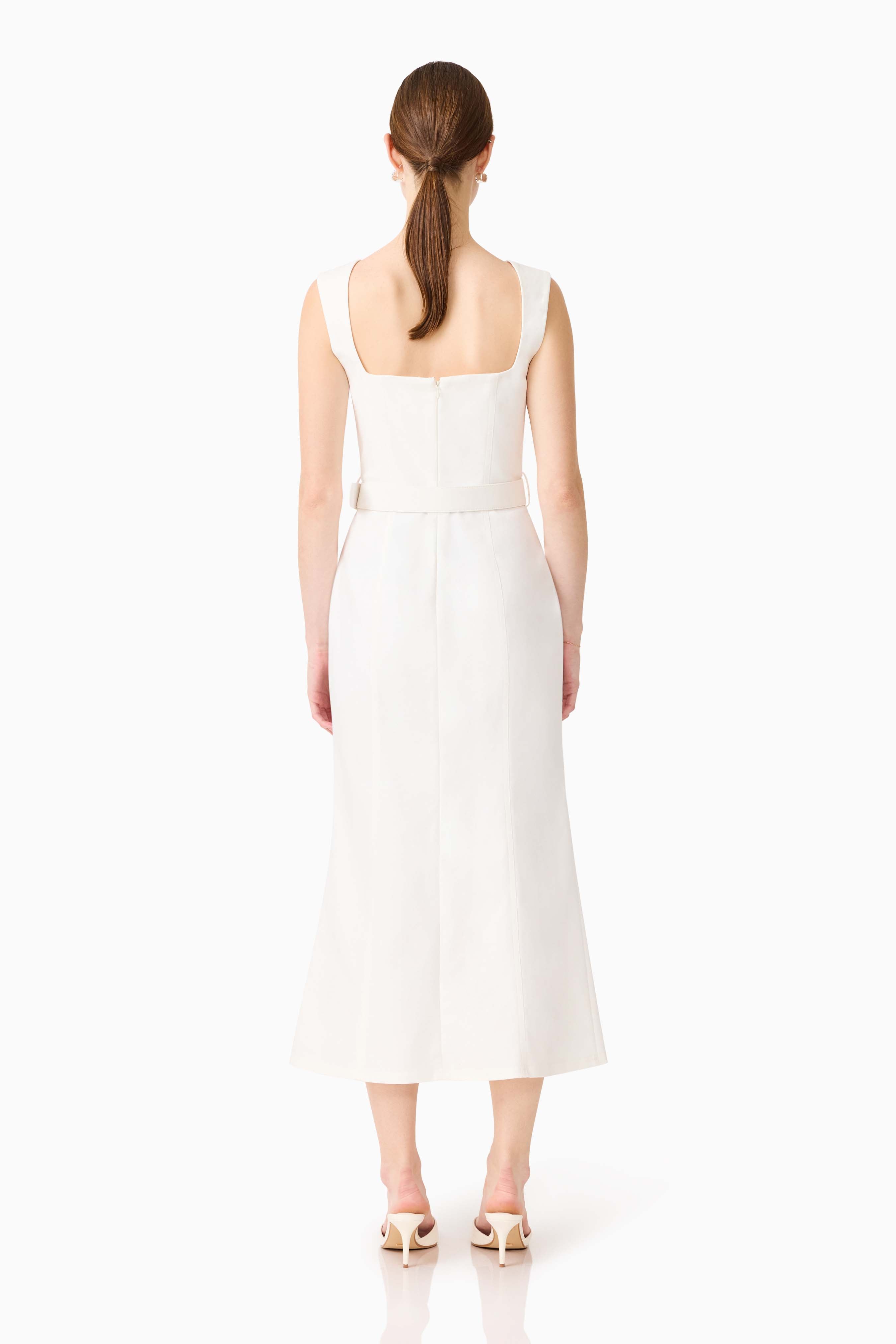 Nydia Fit & Flare Maxi Dress in White