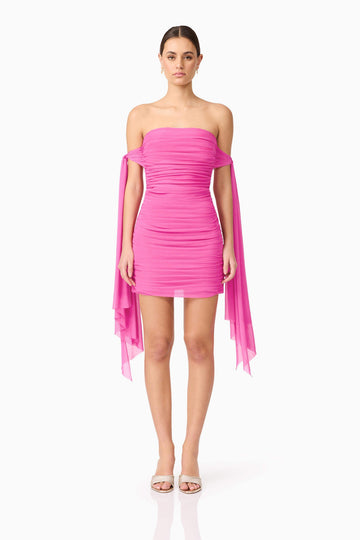 Celina Off The Shoulder Mini Dress in Pink