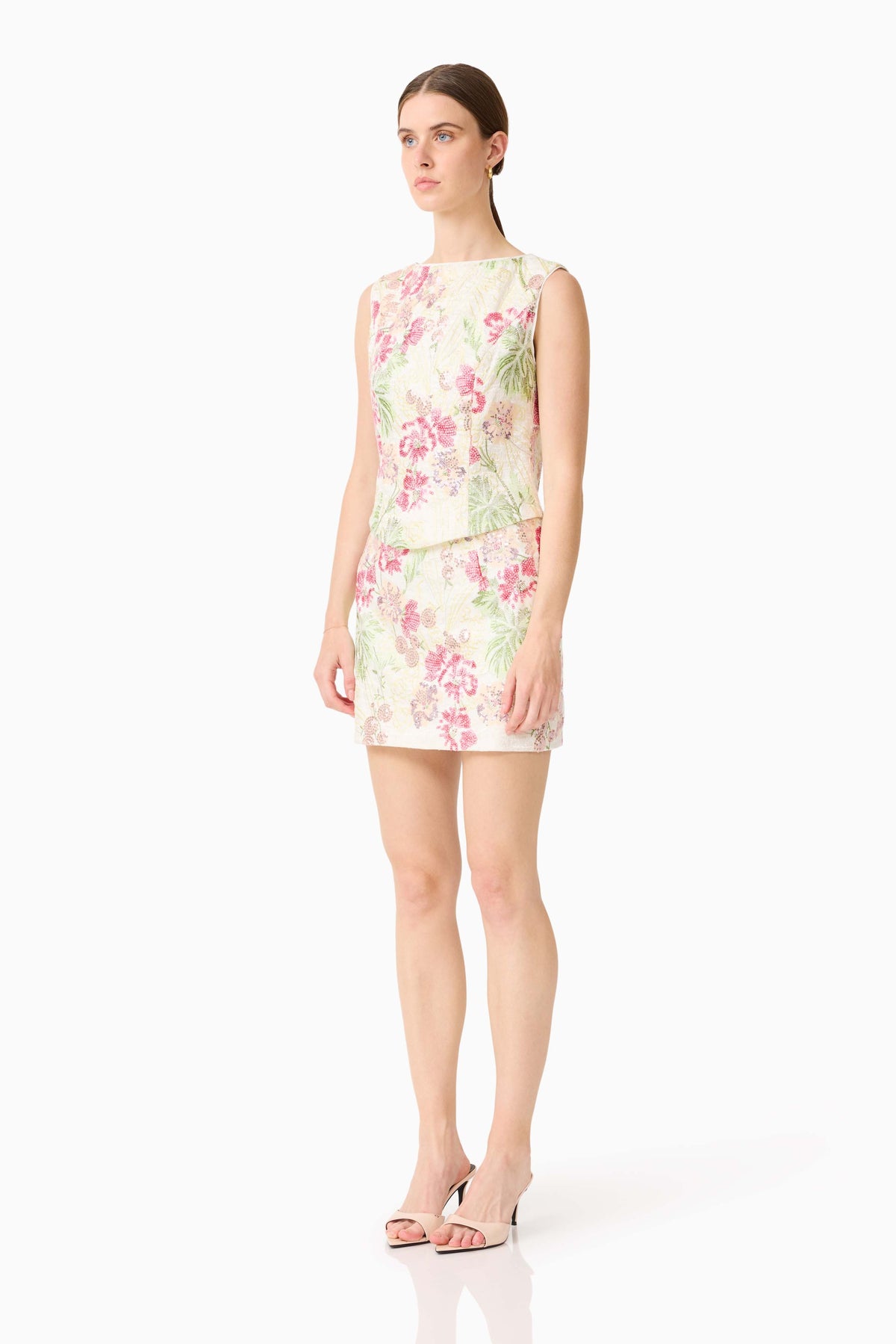 Greta Embroidered Set in Cream & Pink Floral