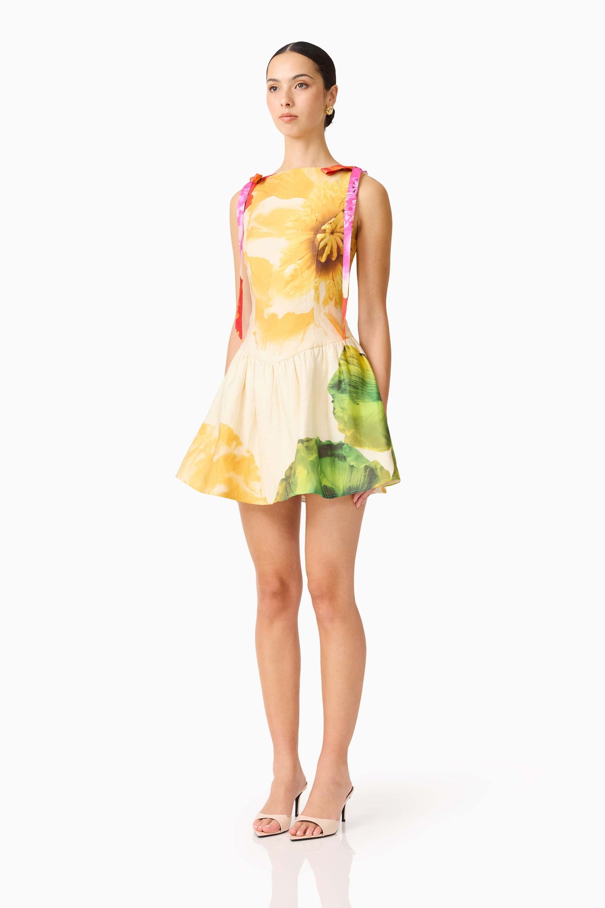 Lilia A-Line Mini Dress in Multi Floral