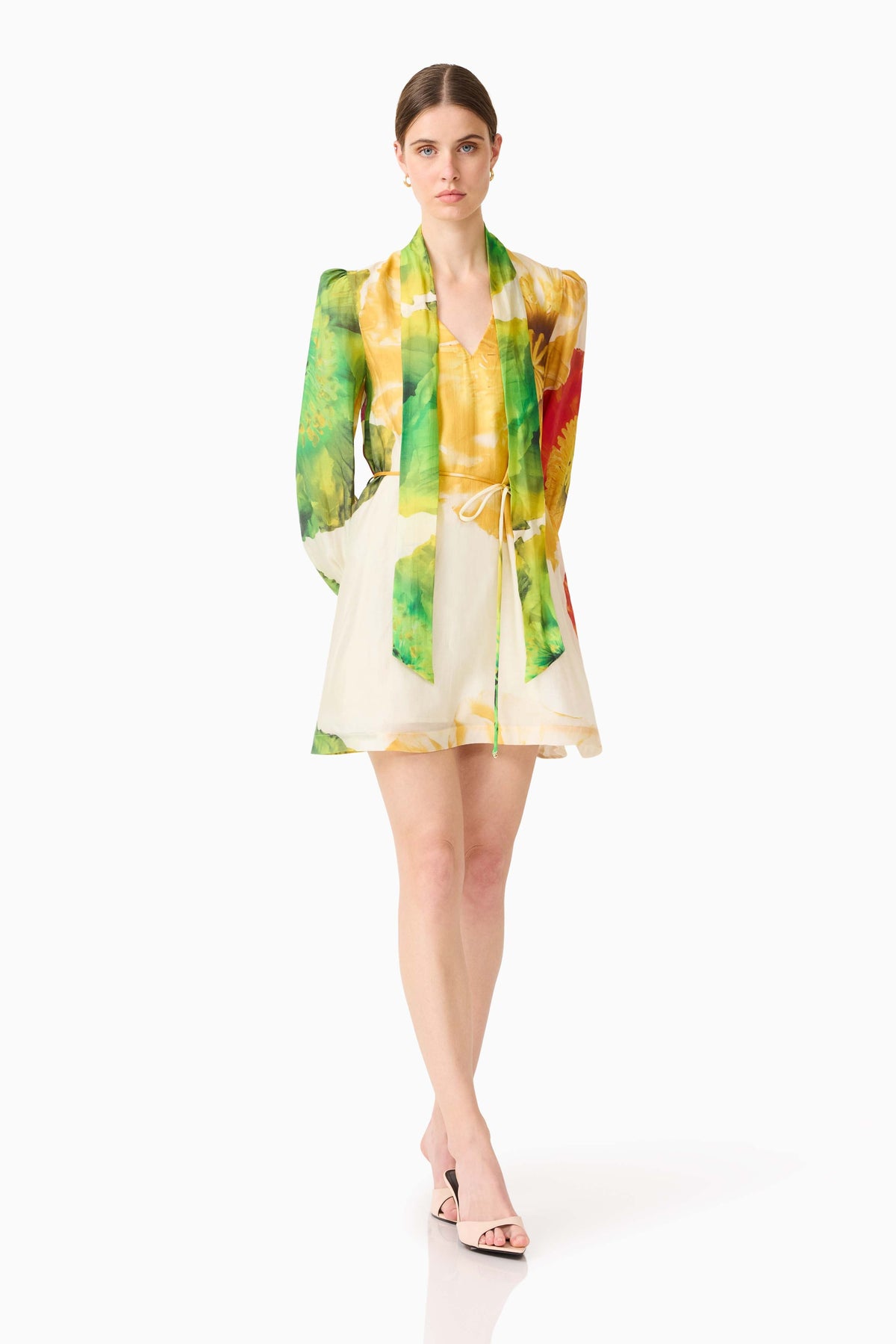 Lilia Long Sleeve Mini Dress in Multi Floral