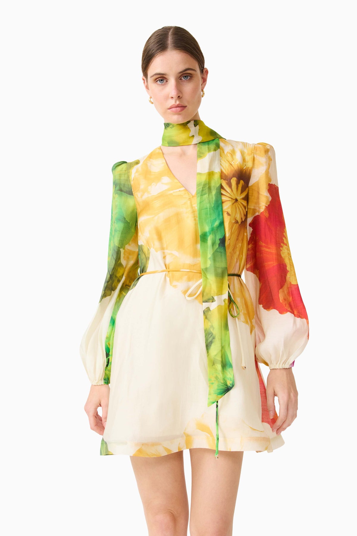 Lilia Long Sleeve Mini Dress in Multi Floral