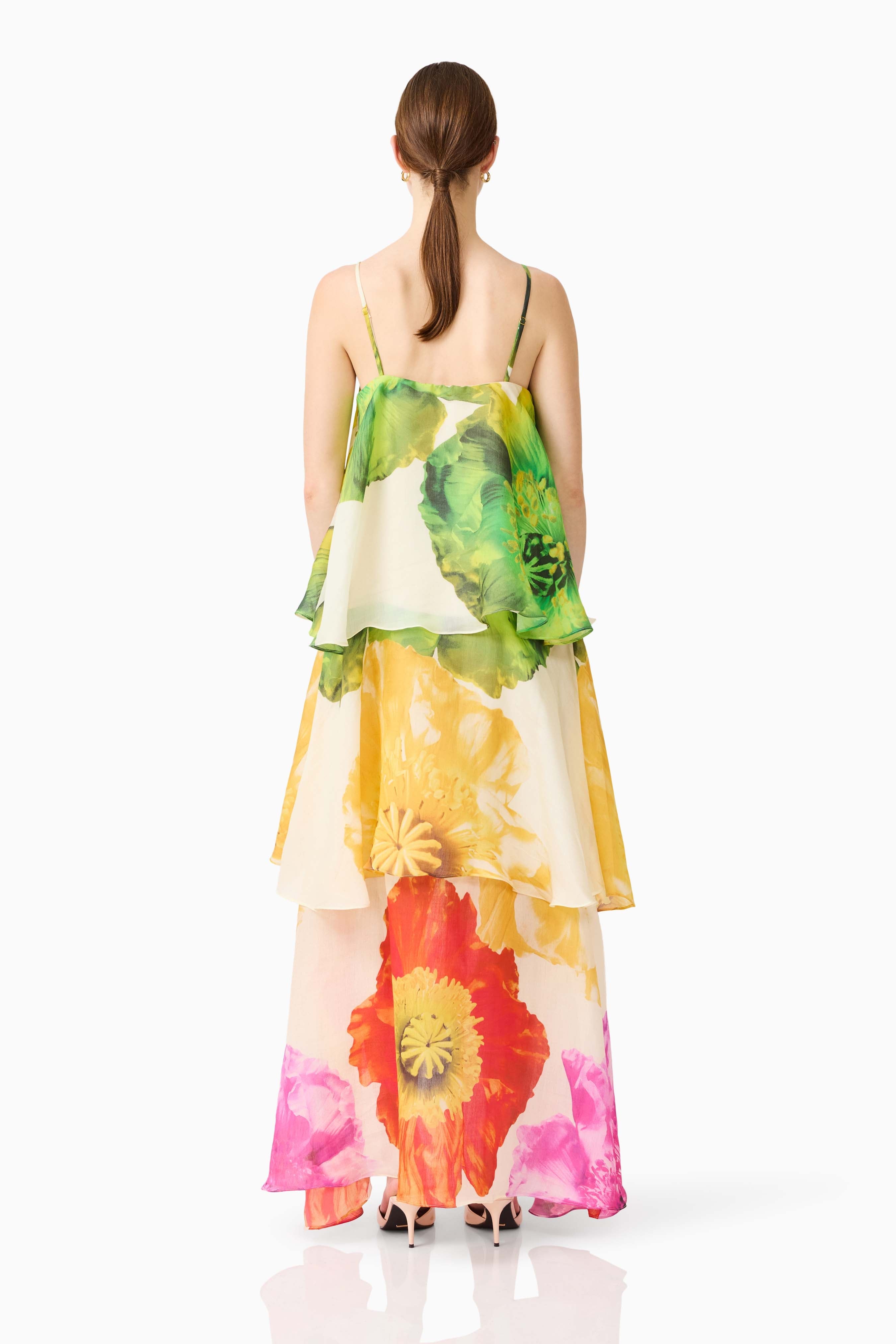 Lilia Tiered Gown in Multi Floral