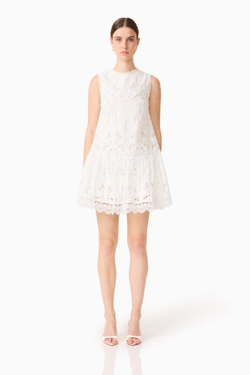 Giovanna Shift Mini Dress in White