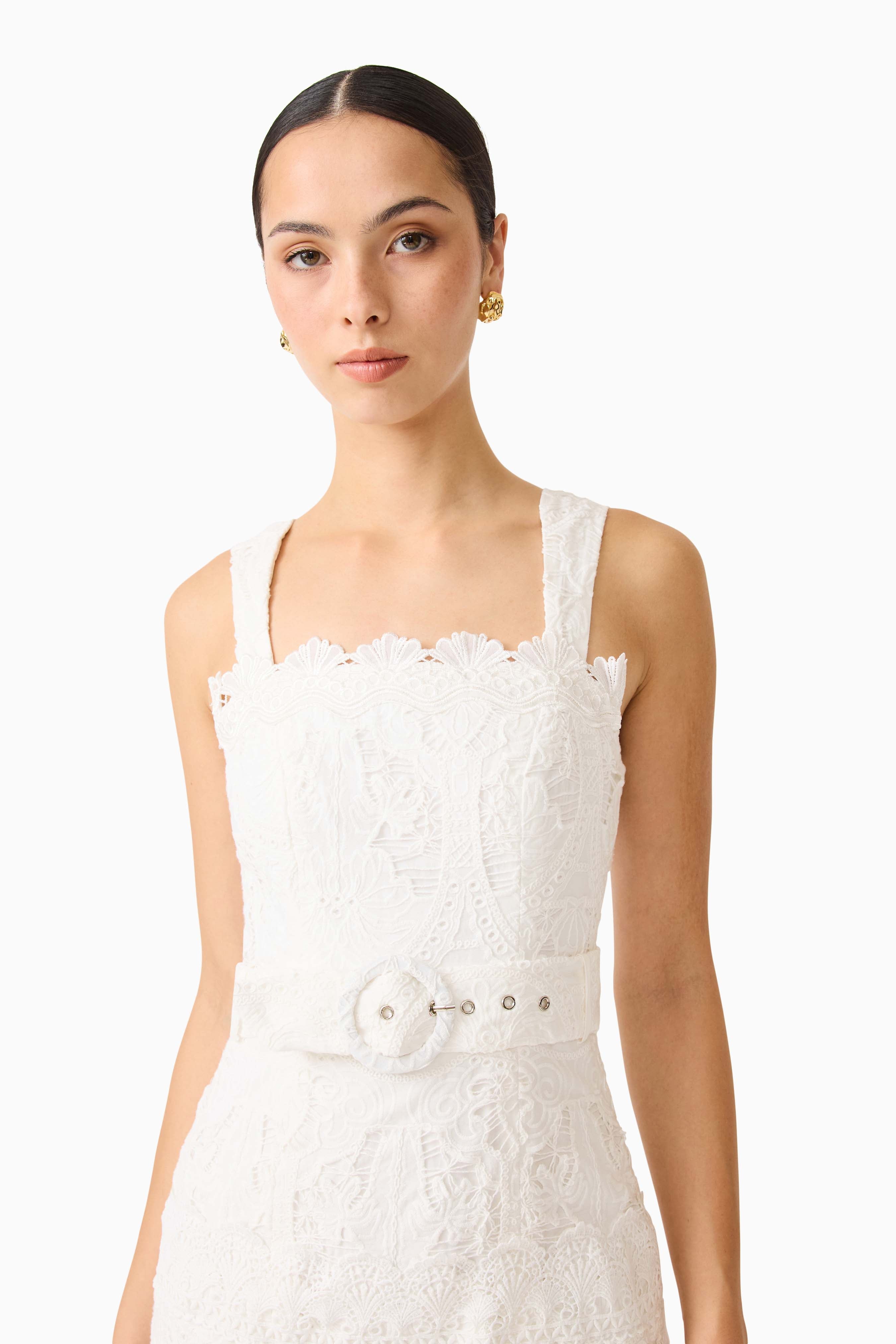Giovanna Fit & Flare Maxi Dress in White