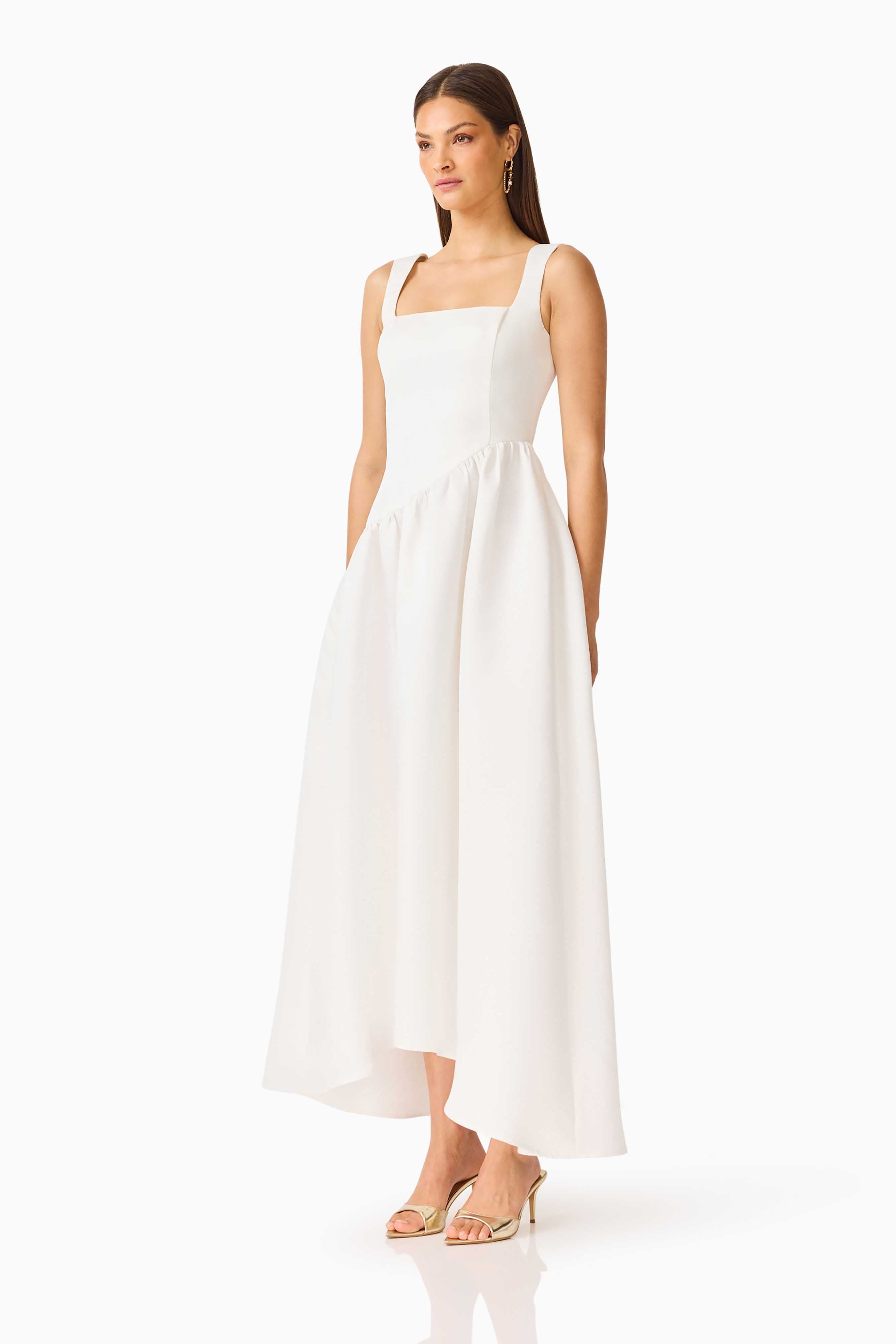 Ruelle A-Line Maxi Dress in Pearl White