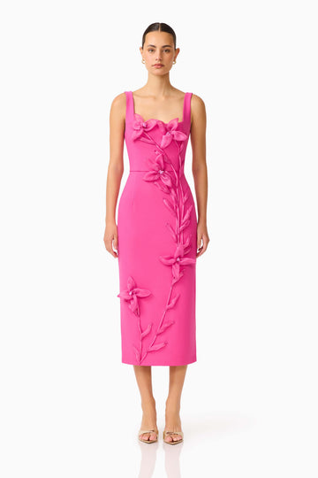 Ilaria Floral Midi Dress in Pink
