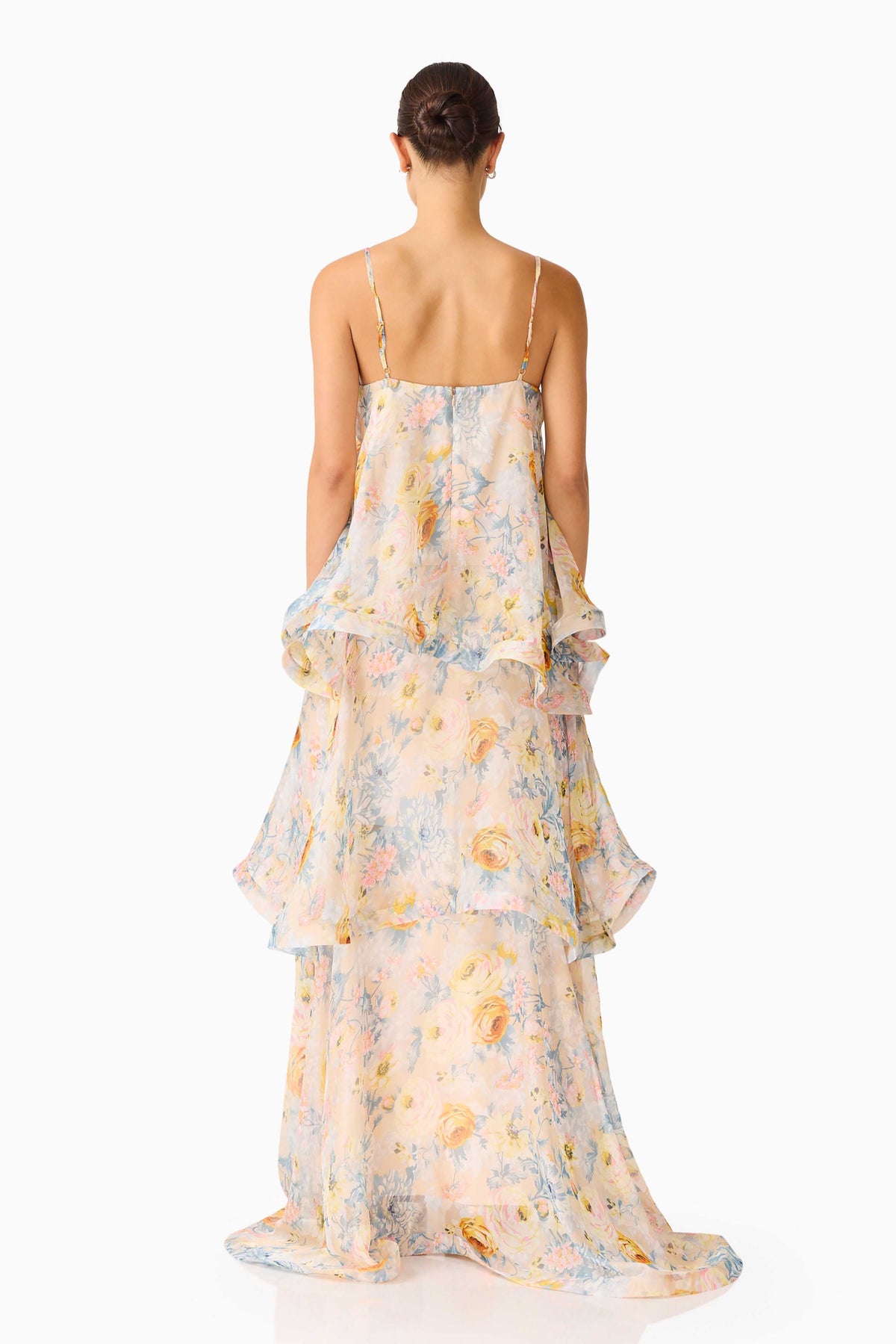 Armani Tiered Maxi Dress in Yellow Floral