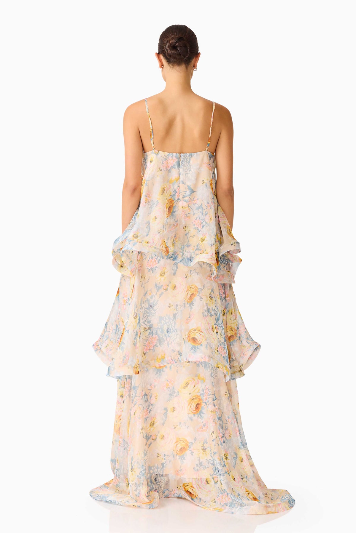 Armani Tiered Maxi Dress in Yellow Floral