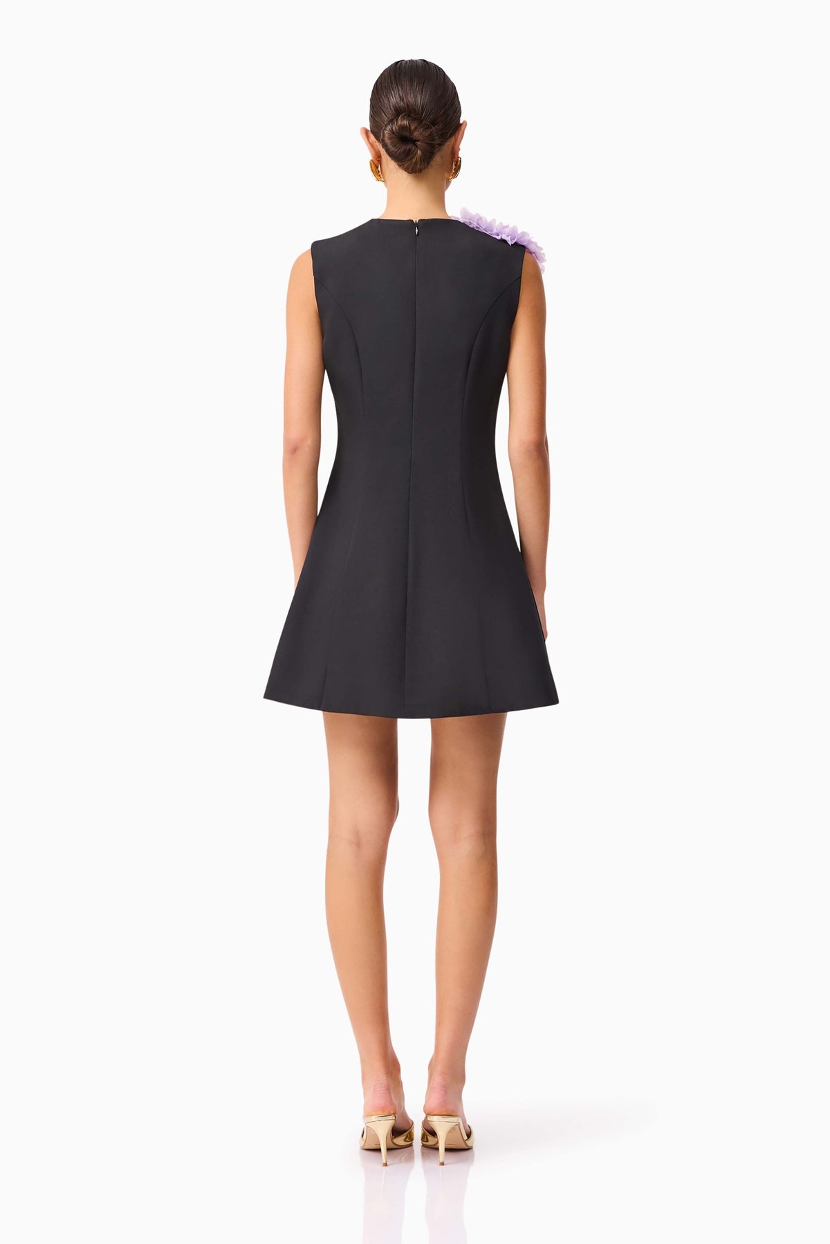 Buttercup Embroidered Mini Dress in Black