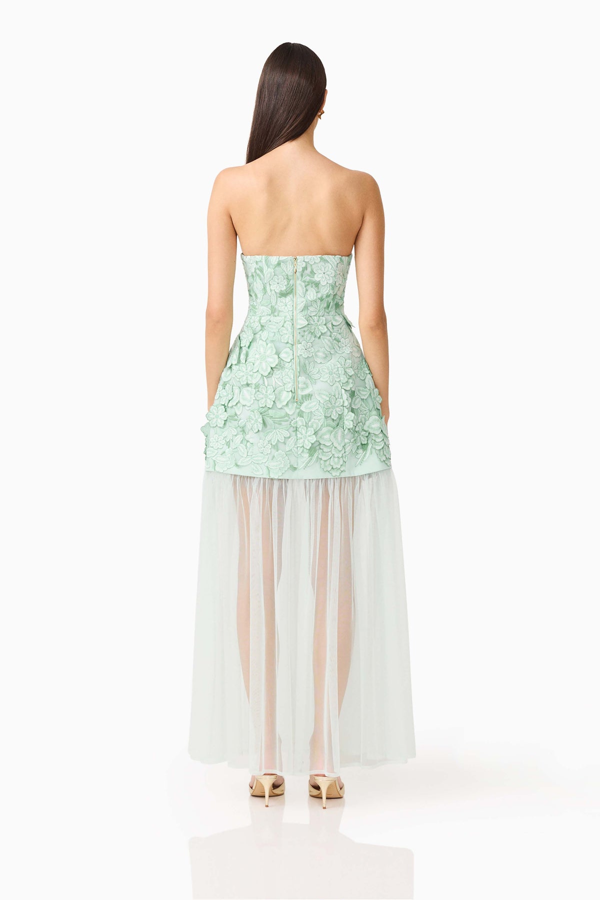 Roseate Strapless Maxi Dress in Mint Green
