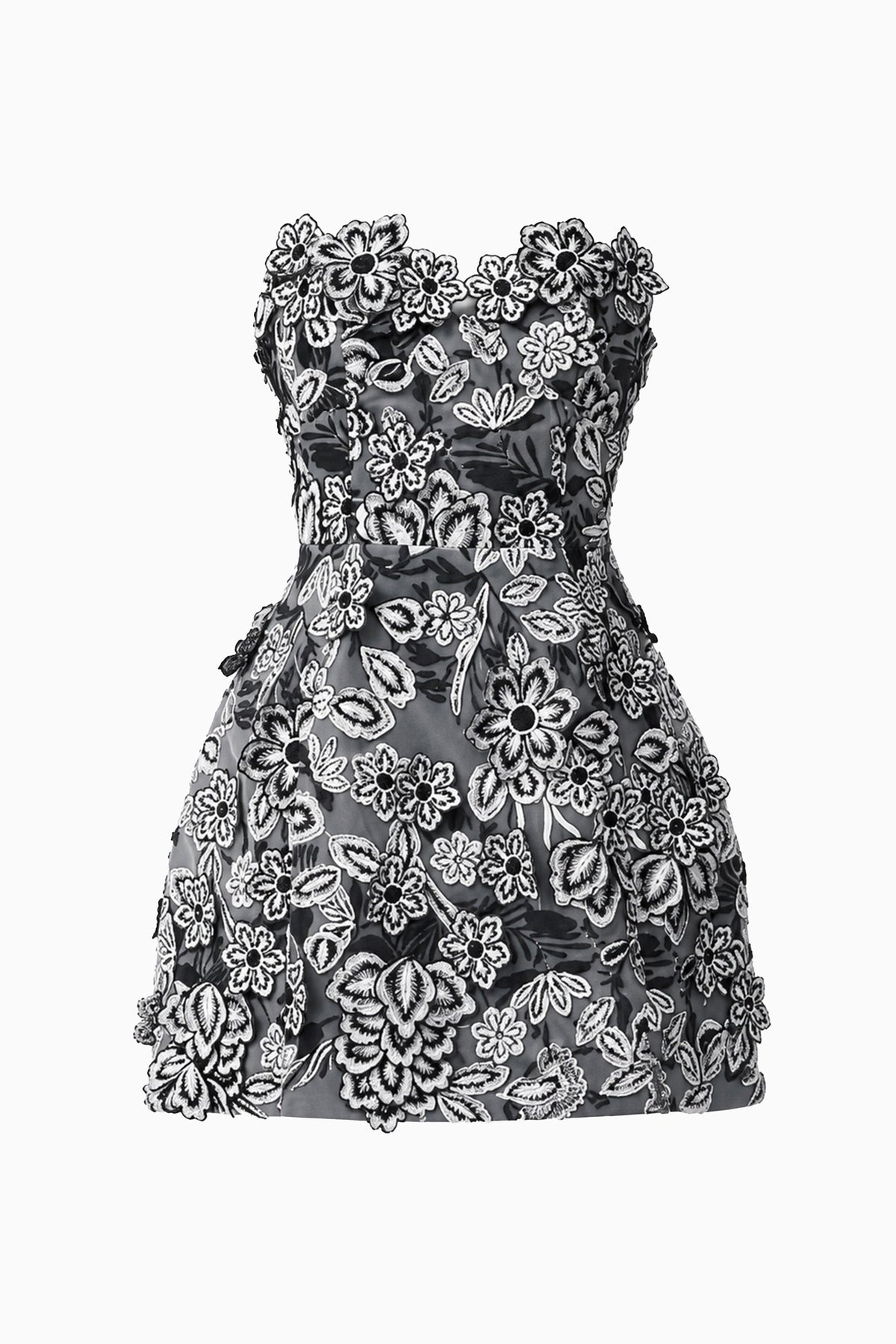 Roseate Floral Mini Dress in Black