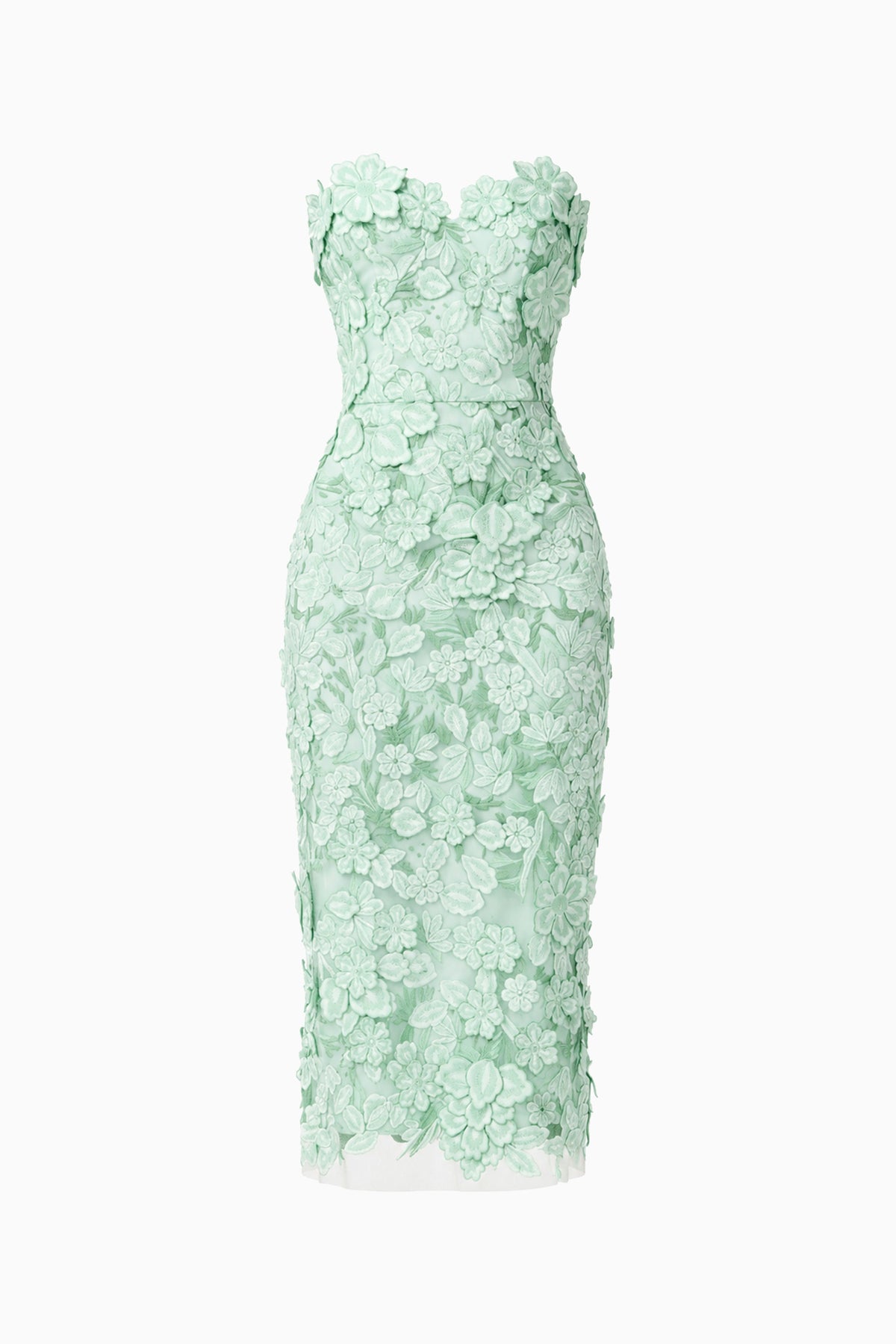 Roseate Strapless Midi Dress in Mint Green