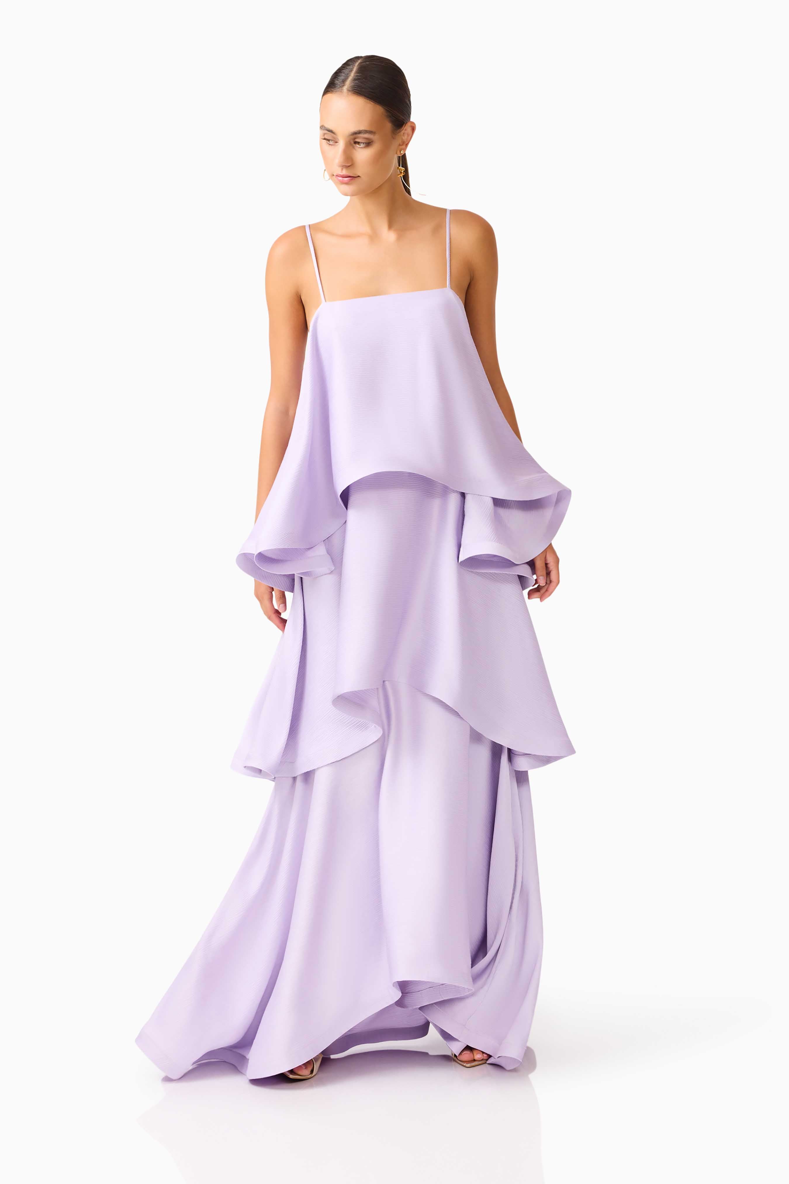 Tilly Tiered Maxi Dress in Purple