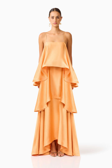 Tilly Tiered Maxi Dress in Orange