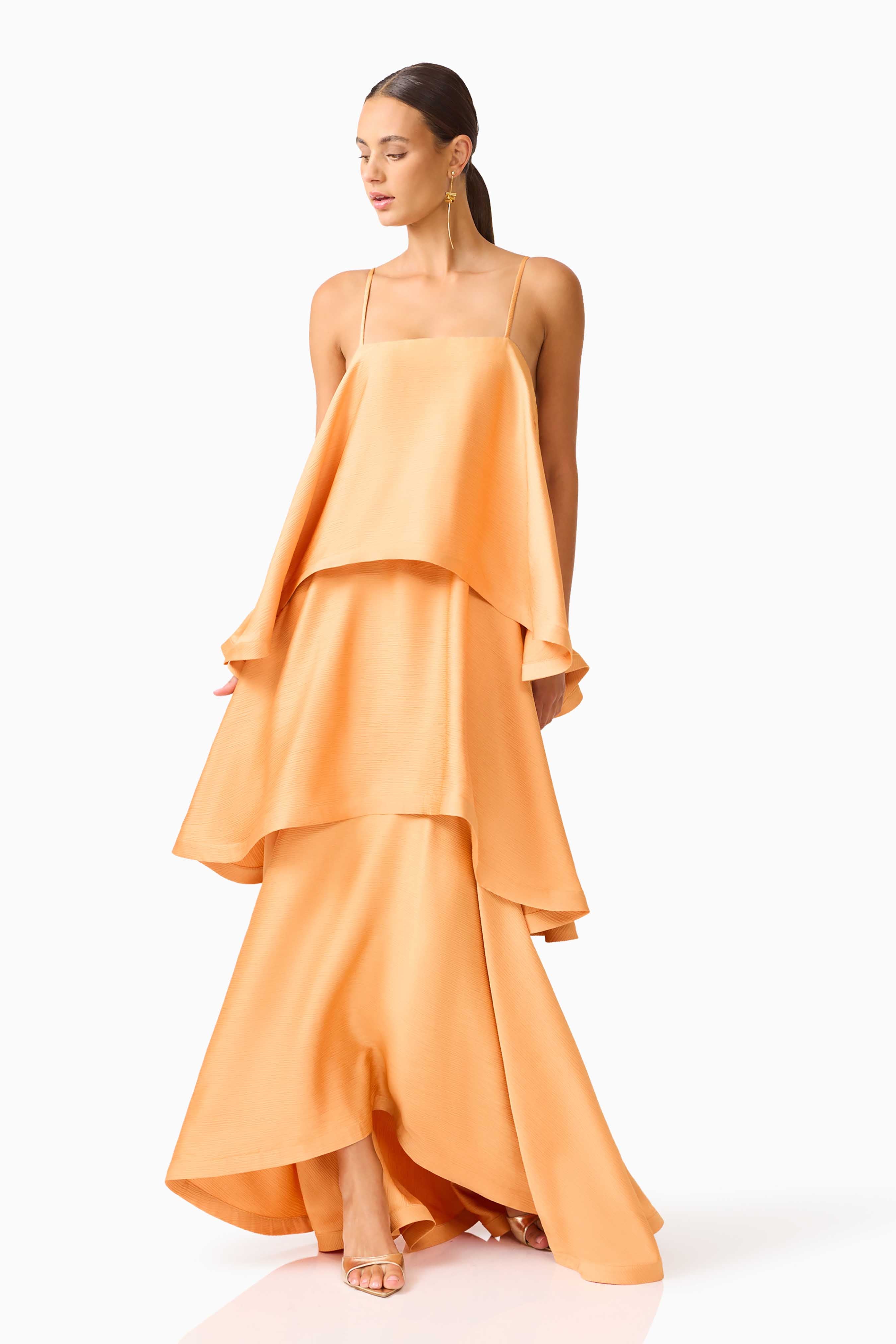 Tilly Tiered Maxi Dress in Orange