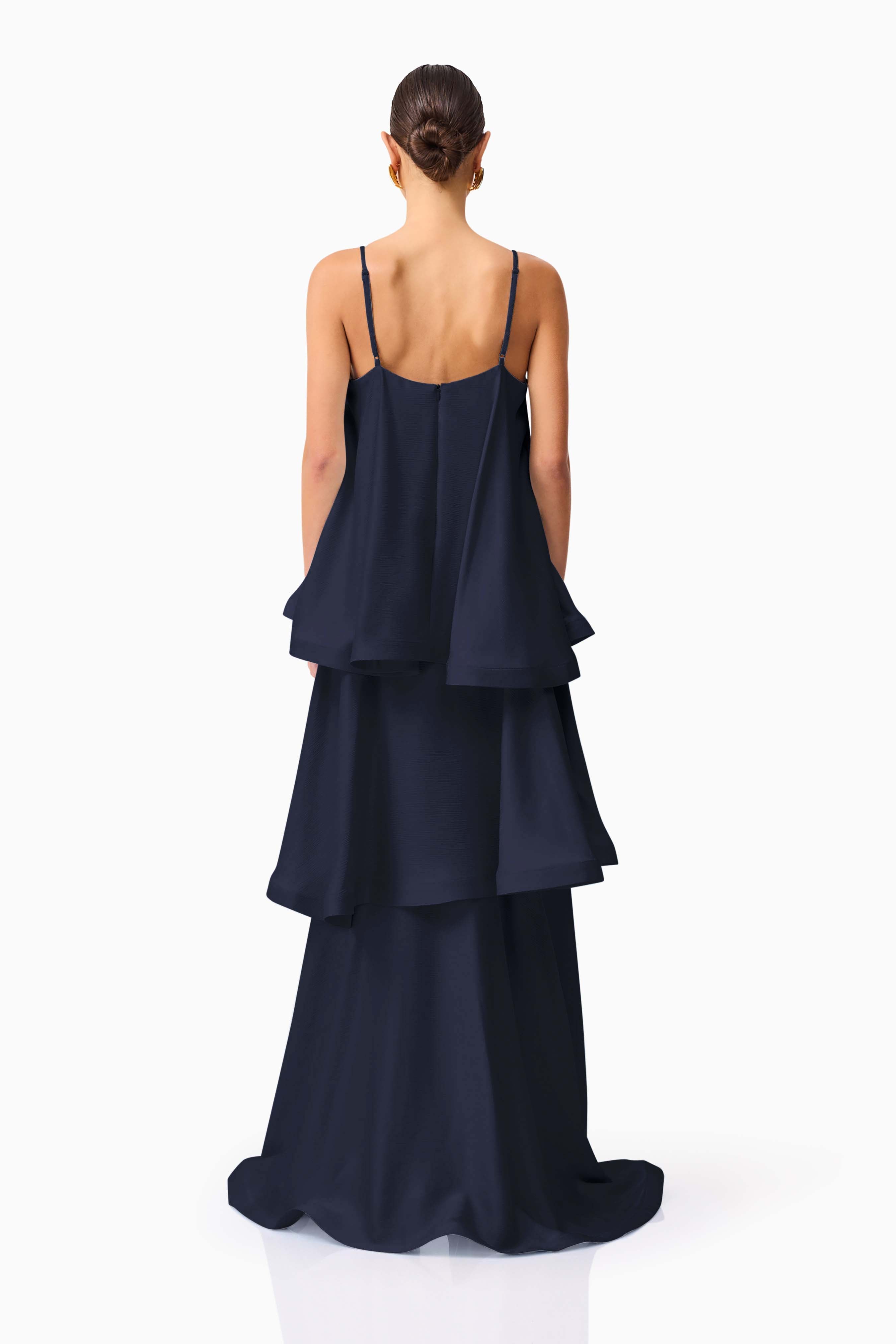 Tilly Tiered Maxi Dress in Navy