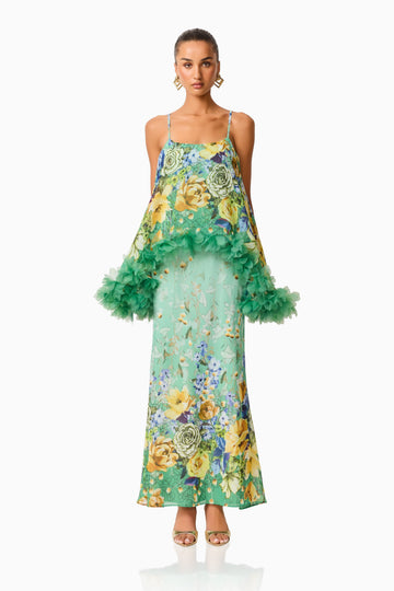 Jamie Tiered Maxi Dress in Green Floral