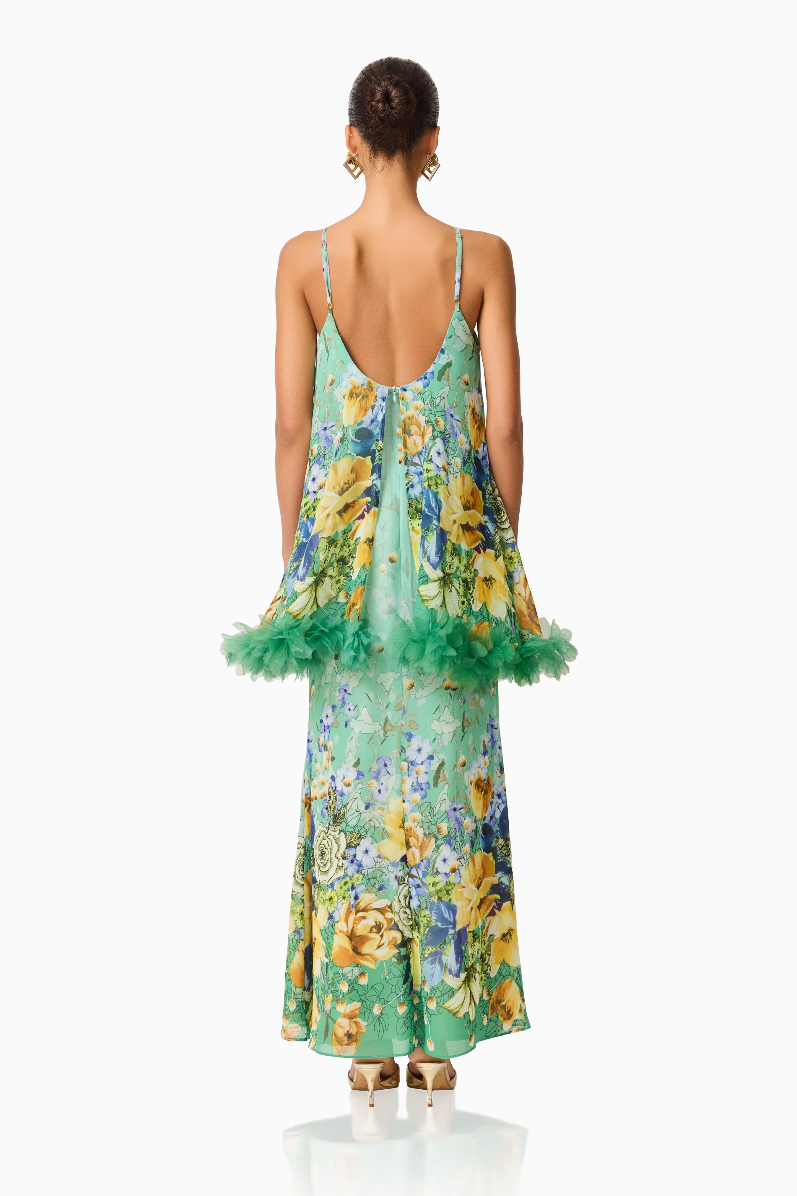 Jamie Tiered Maxi Dress in Green Floral