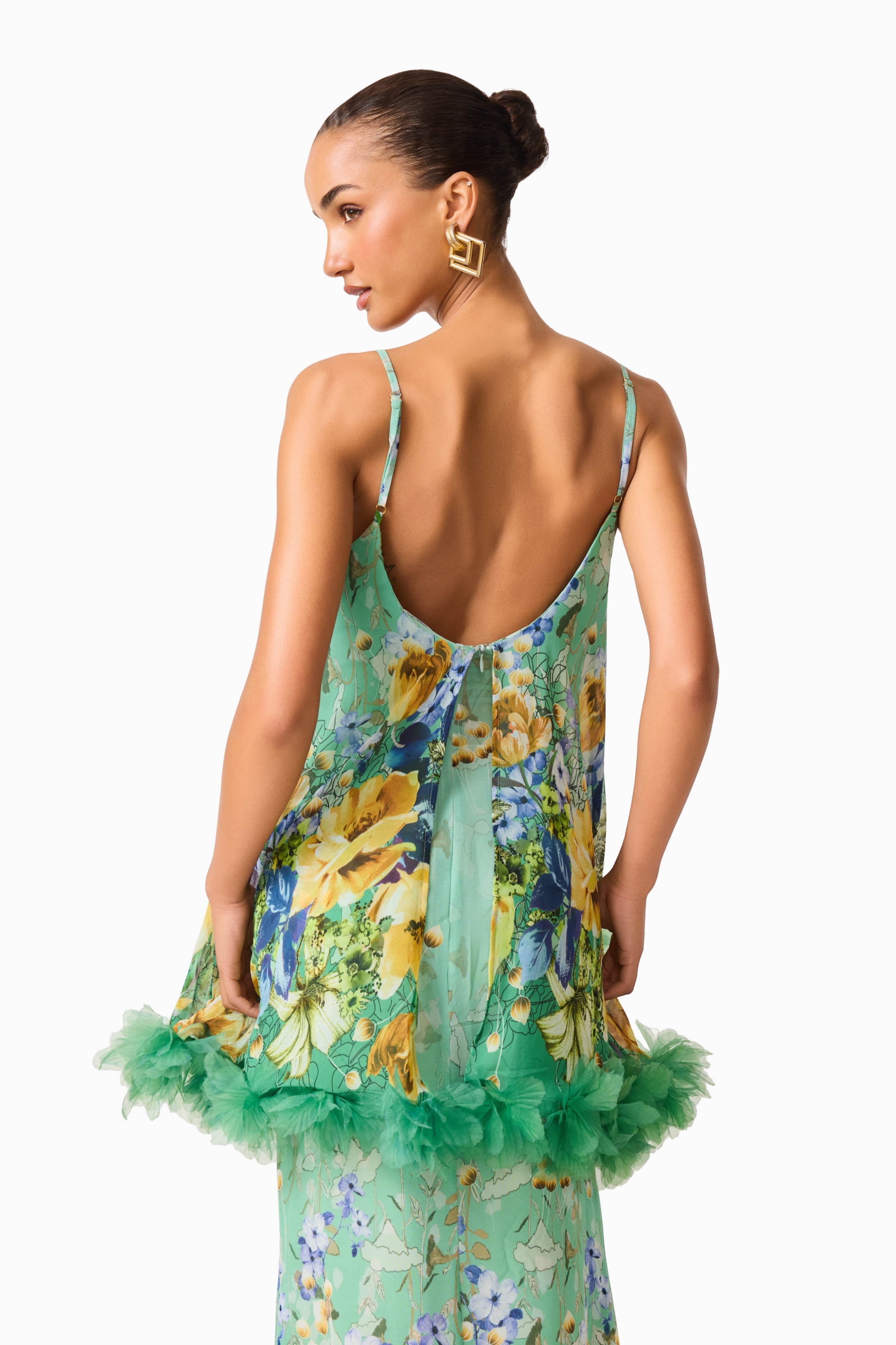 Jamie Tiered Maxi Dress in Green Floral