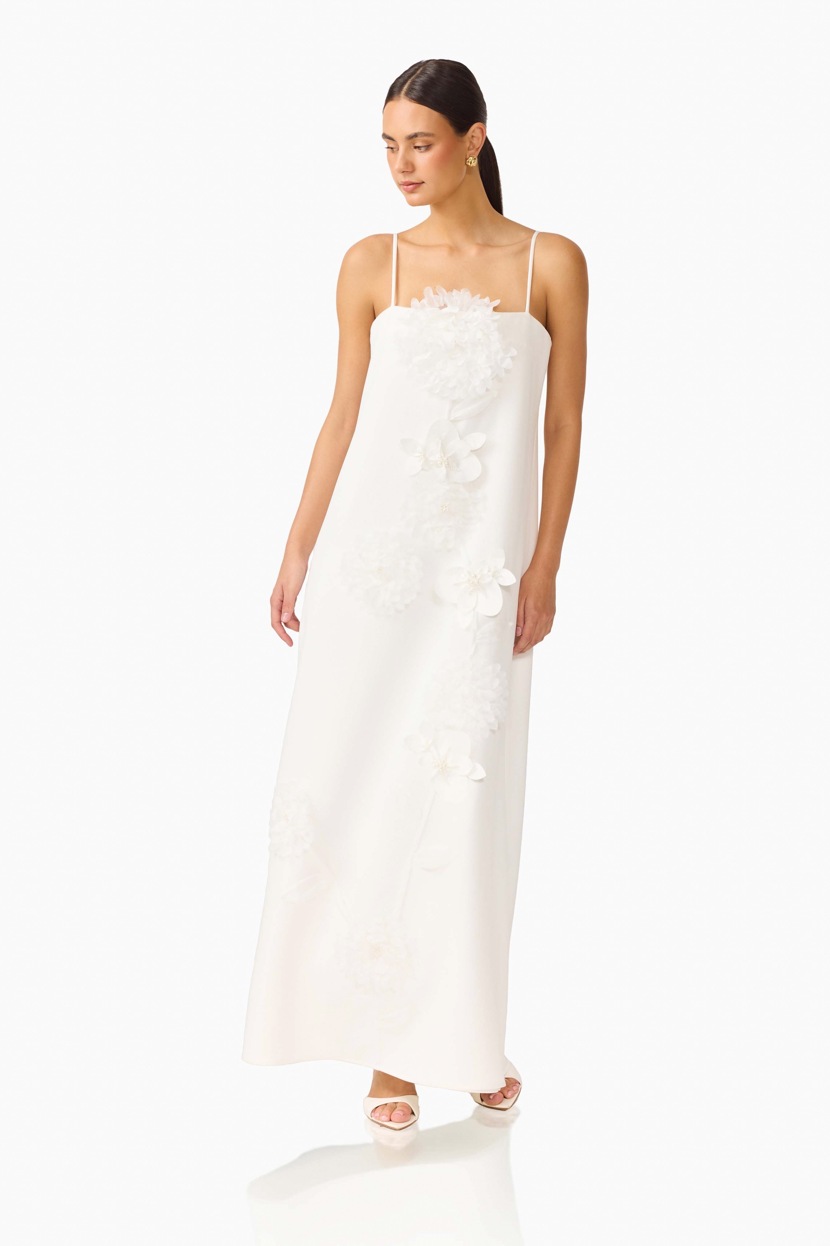 Gemma Floral Maxi Dress in White