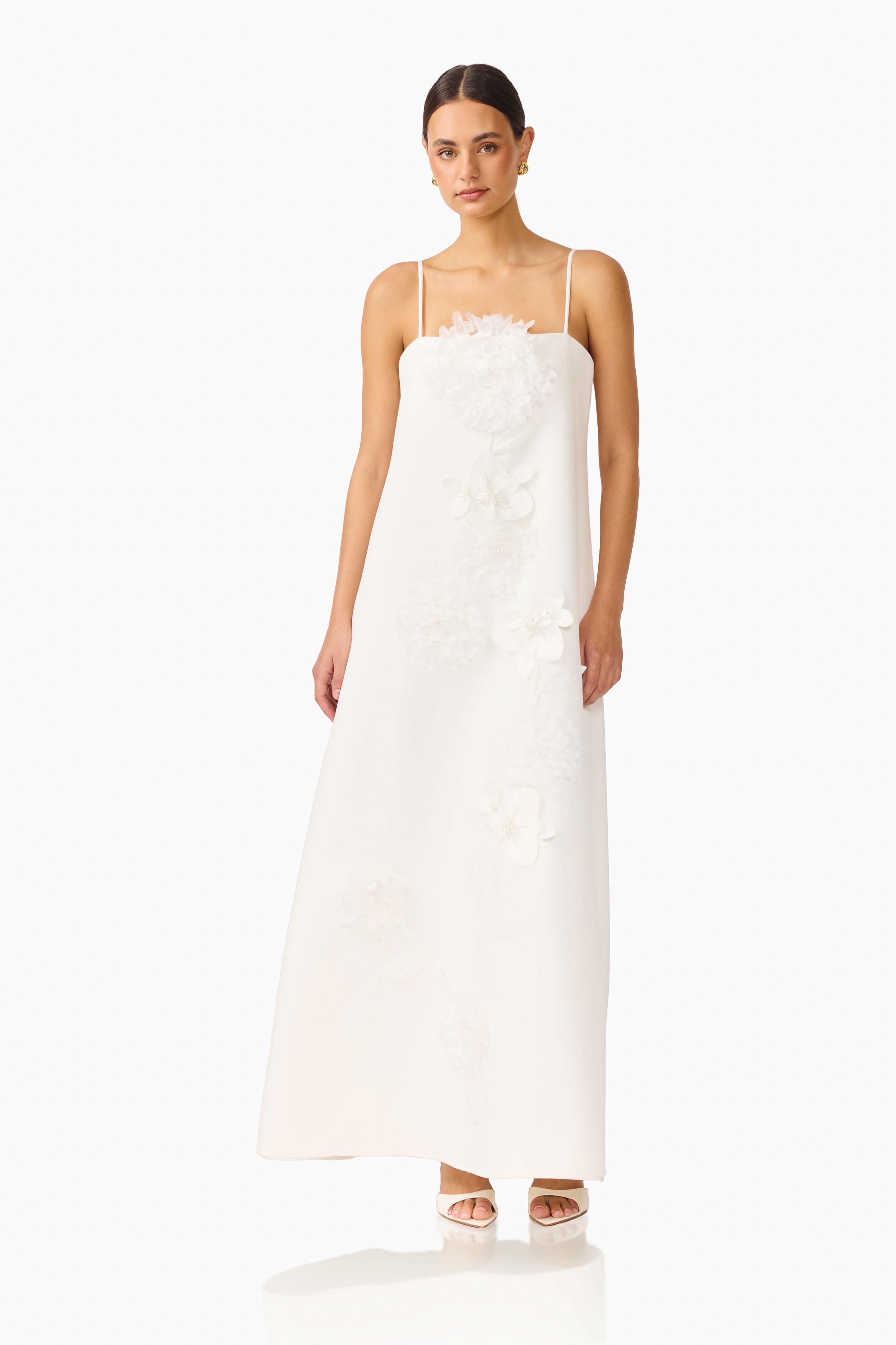 Gemma Floral Maxi Dress in White