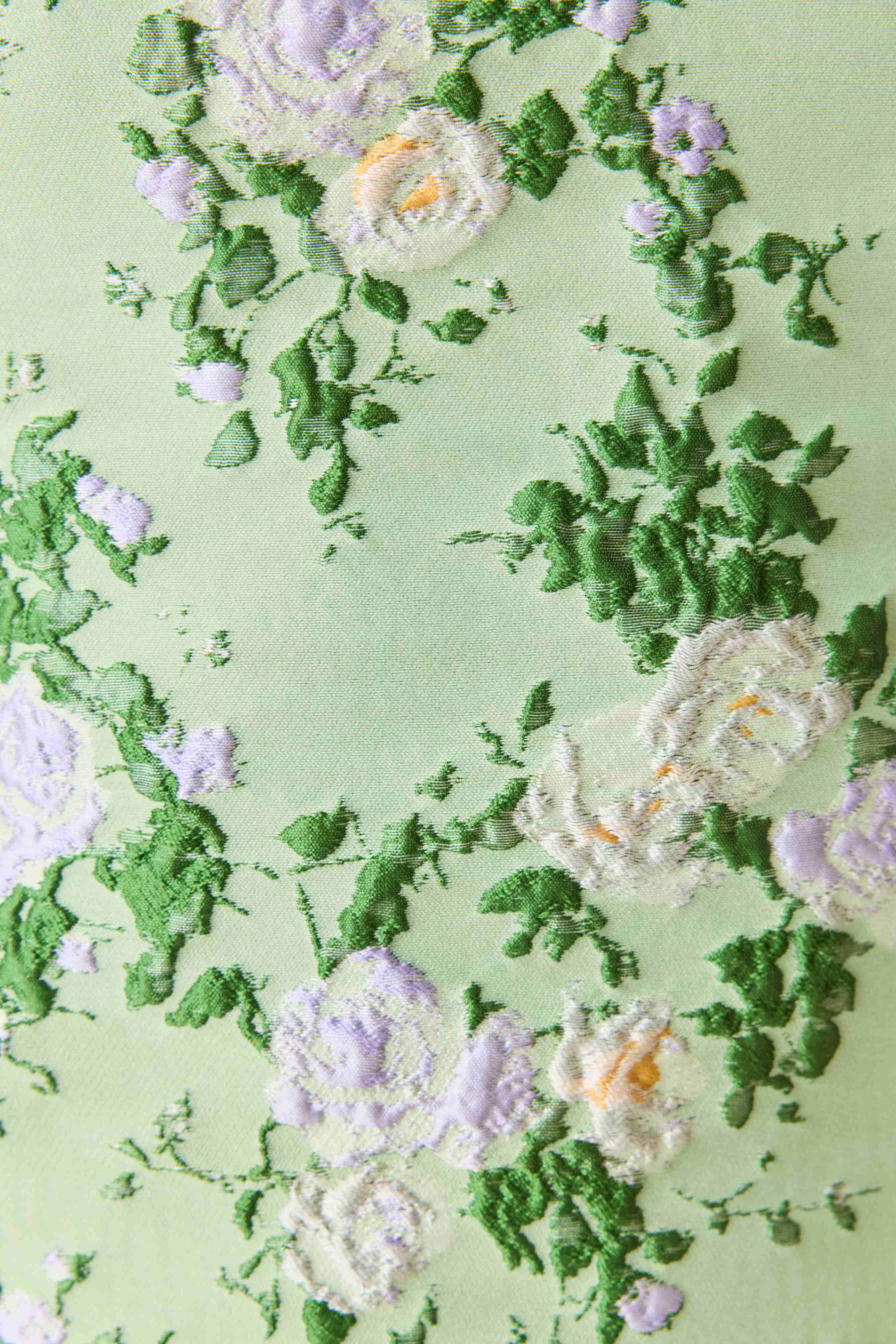 Christina Jacquard Mini Dress In Green Floral