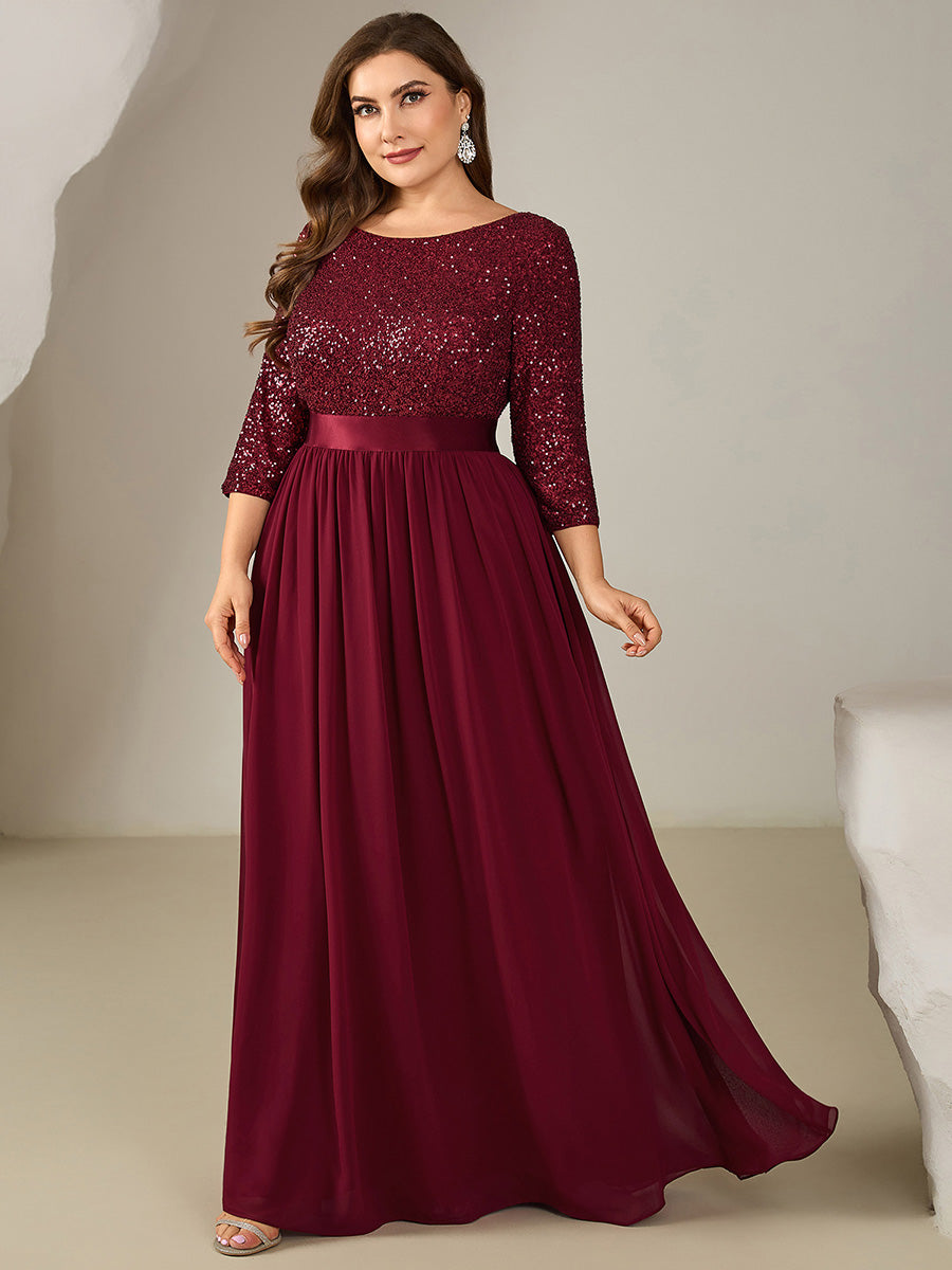 ever EMILIA|Glitter A-Line Maxi Evening Dress with Chiffon