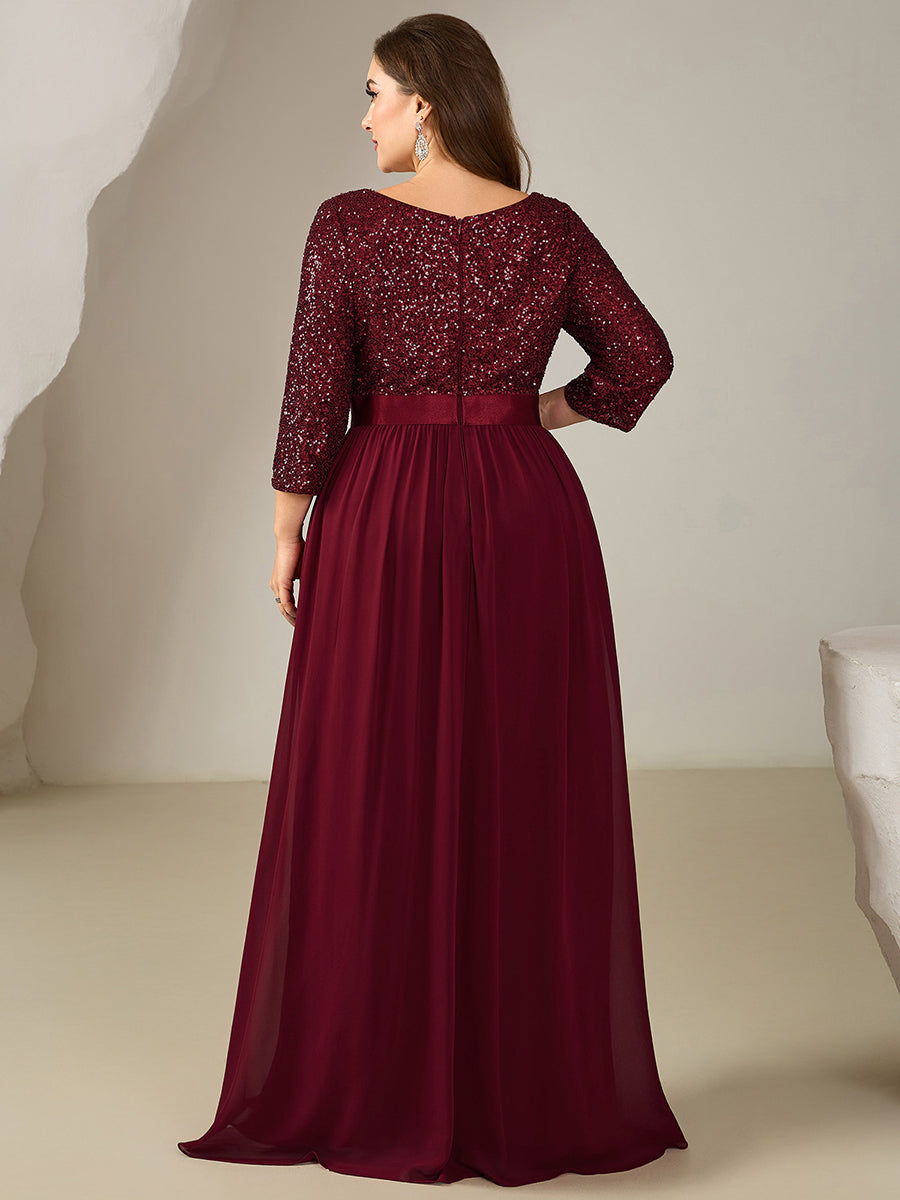 ever EMILIA|Glitter A-Line Maxi Evening Dress with Chiffon