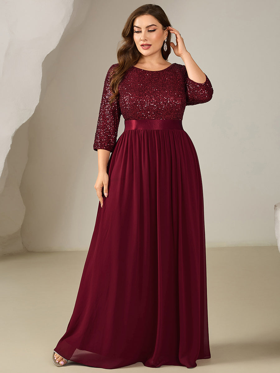 ever EMILIA|Glitter A-Line Maxi Evening Dress with Chiffon