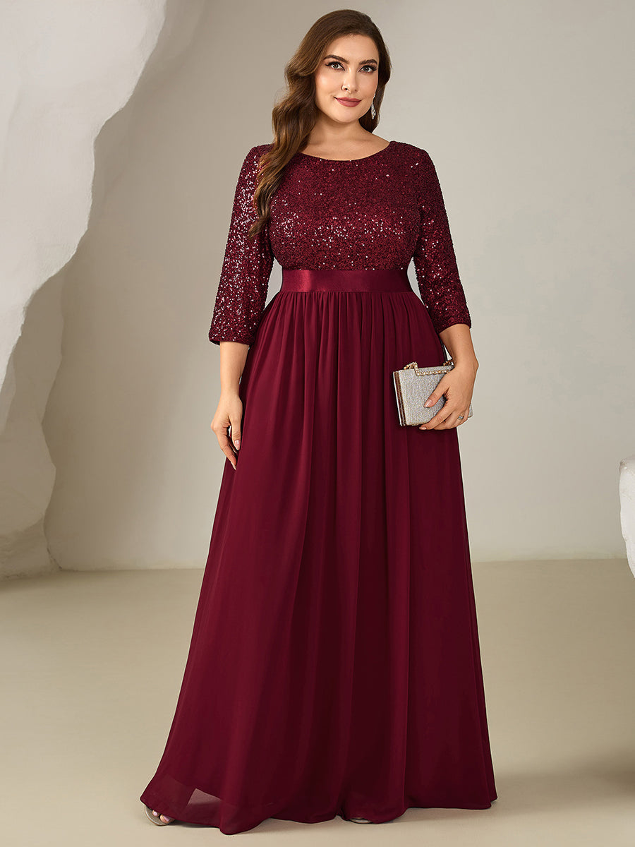 ever EMILIA|Glitter A-Line Maxi Evening Dress with Chiffon