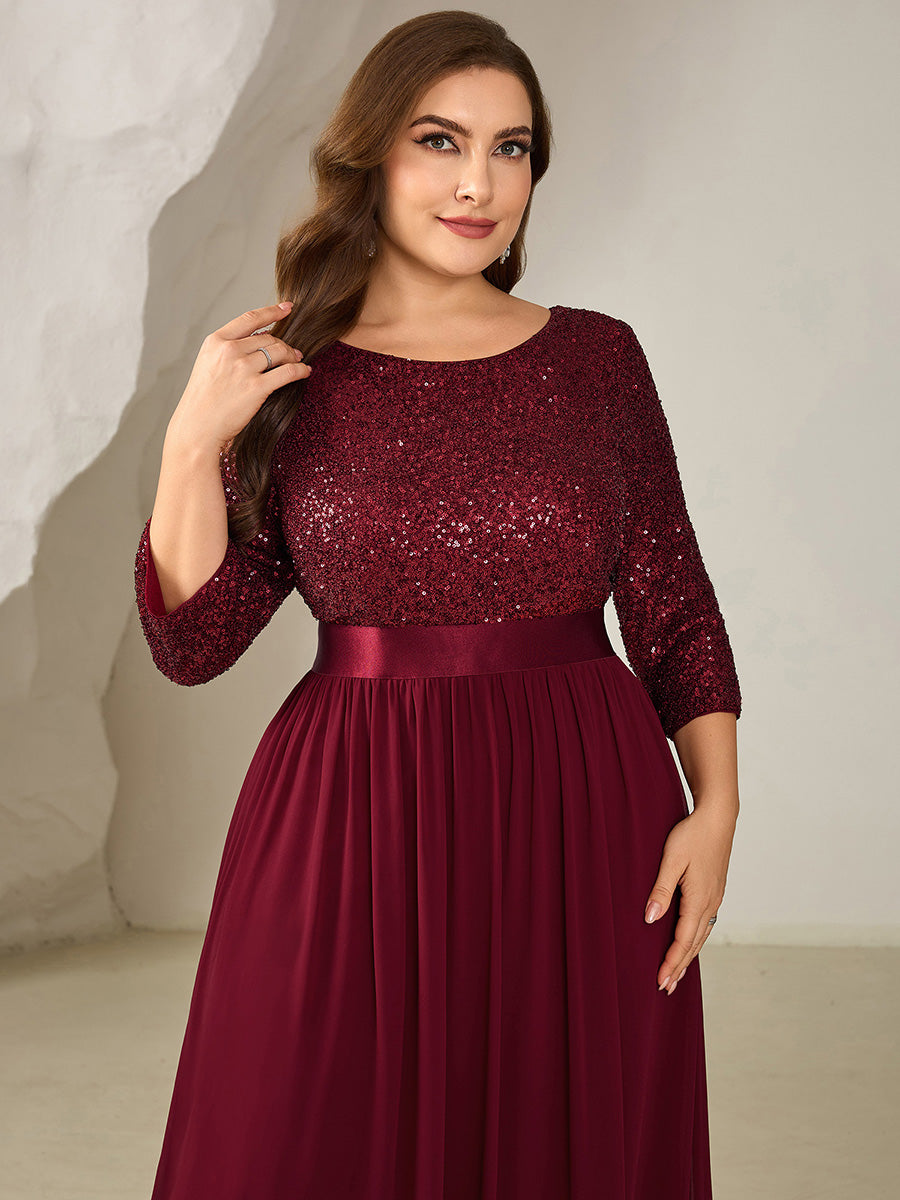 ever EMILIA|Glitter A-Line Maxi Evening Dress with Chiffon