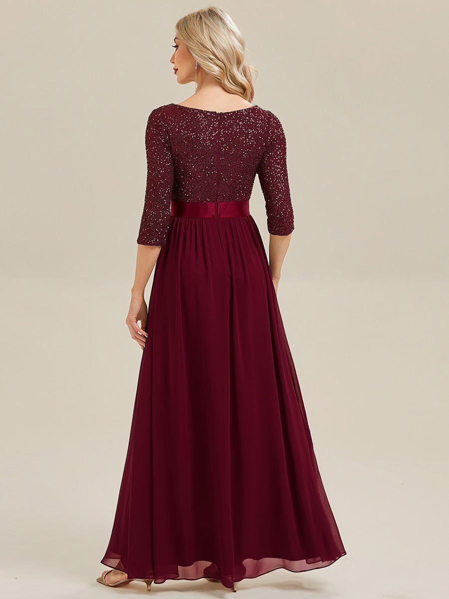 ever EMILIA|Glitter A-Line Maxi Evening Dress with Chiffon