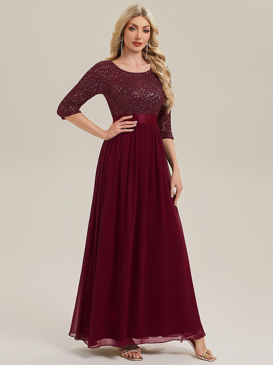 ever EMILIA|Glitter A-Line Maxi Evening Dress with Chiffon