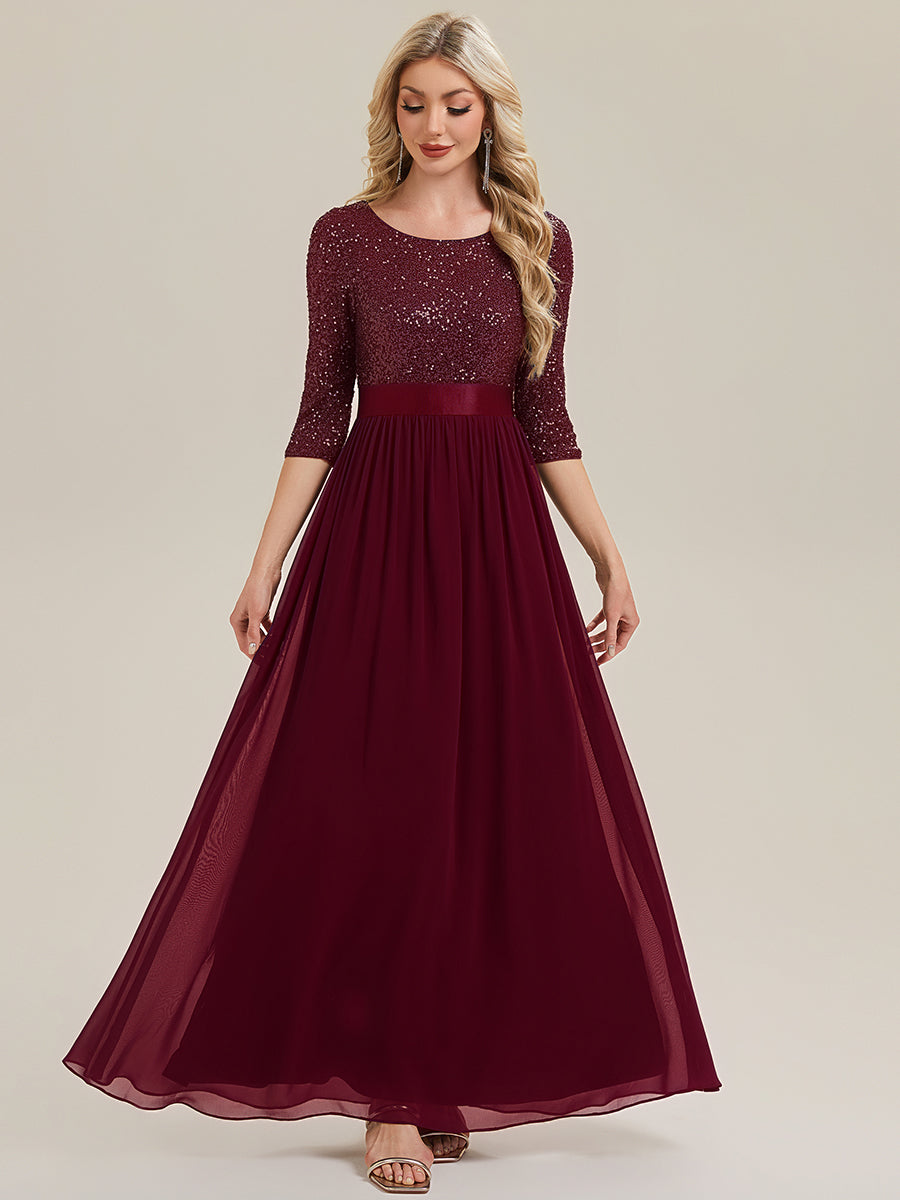 ever EMILIA|Glitter A-Line Maxi Evening Dress with Chiffon