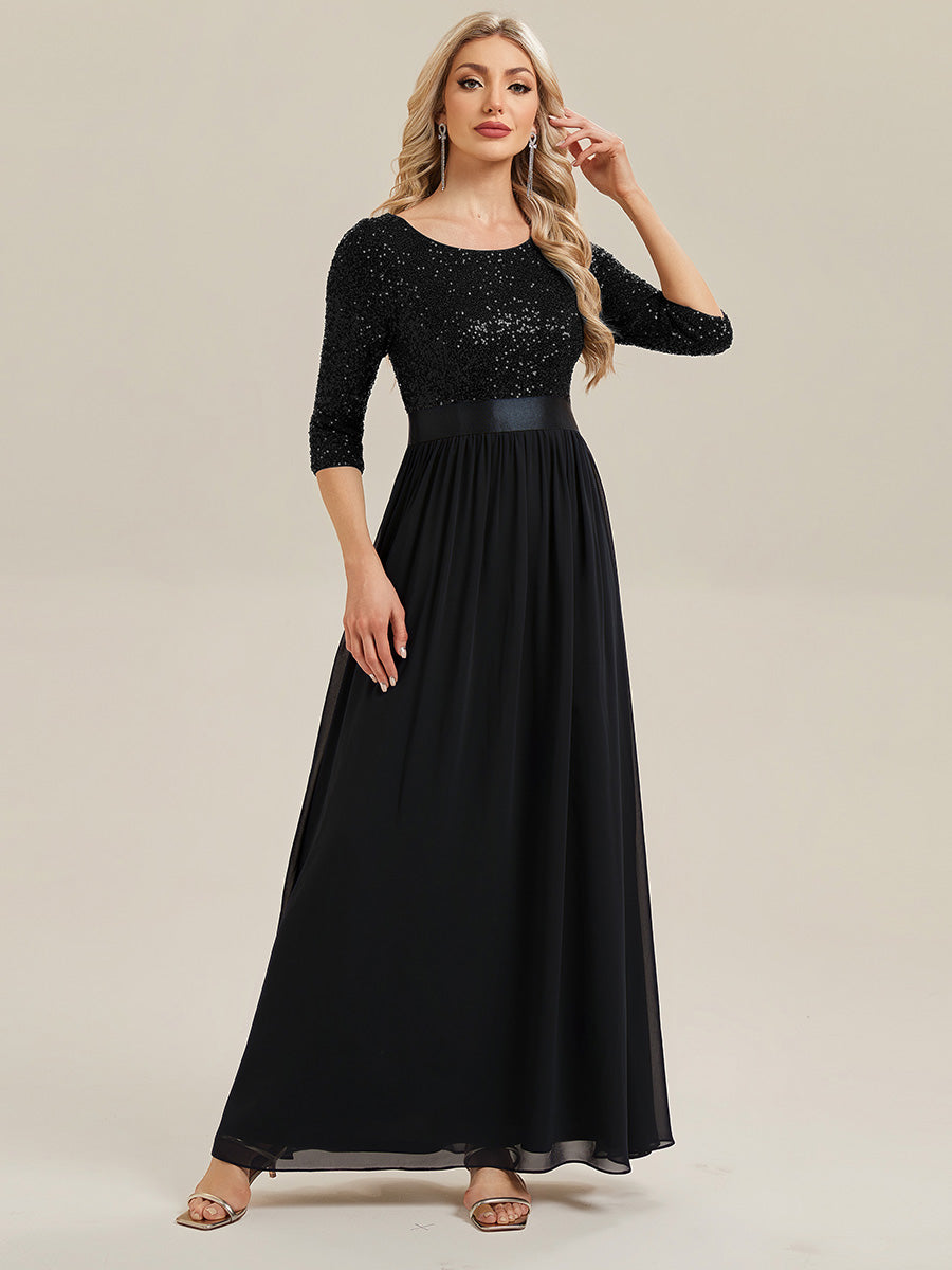 ever EMILIA|Glitter A-Line Maxi Evening Dress with Chiffon