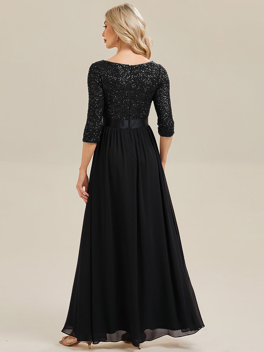 ever EMILIA|Glitter A-Line Maxi Evening Dress with Chiffon