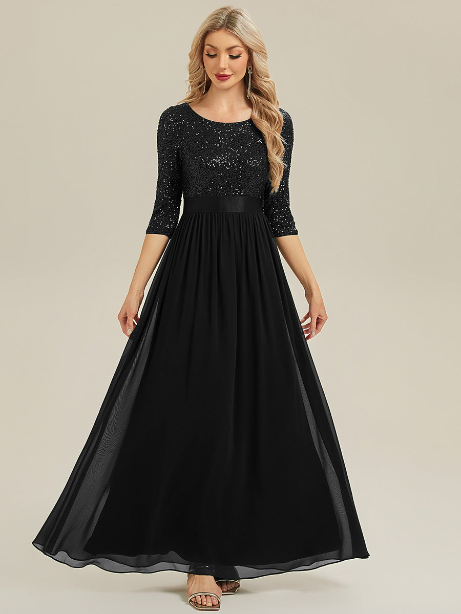 ever EMILIA|Glitter A-Line Maxi Evening Dress with Chiffon