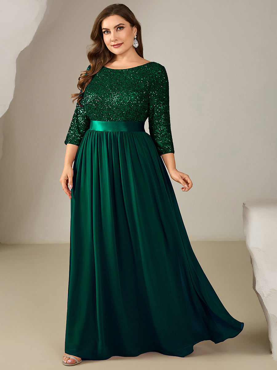 ever EMILIA|Glitter A-Line Maxi Evening Dress with Chiffon