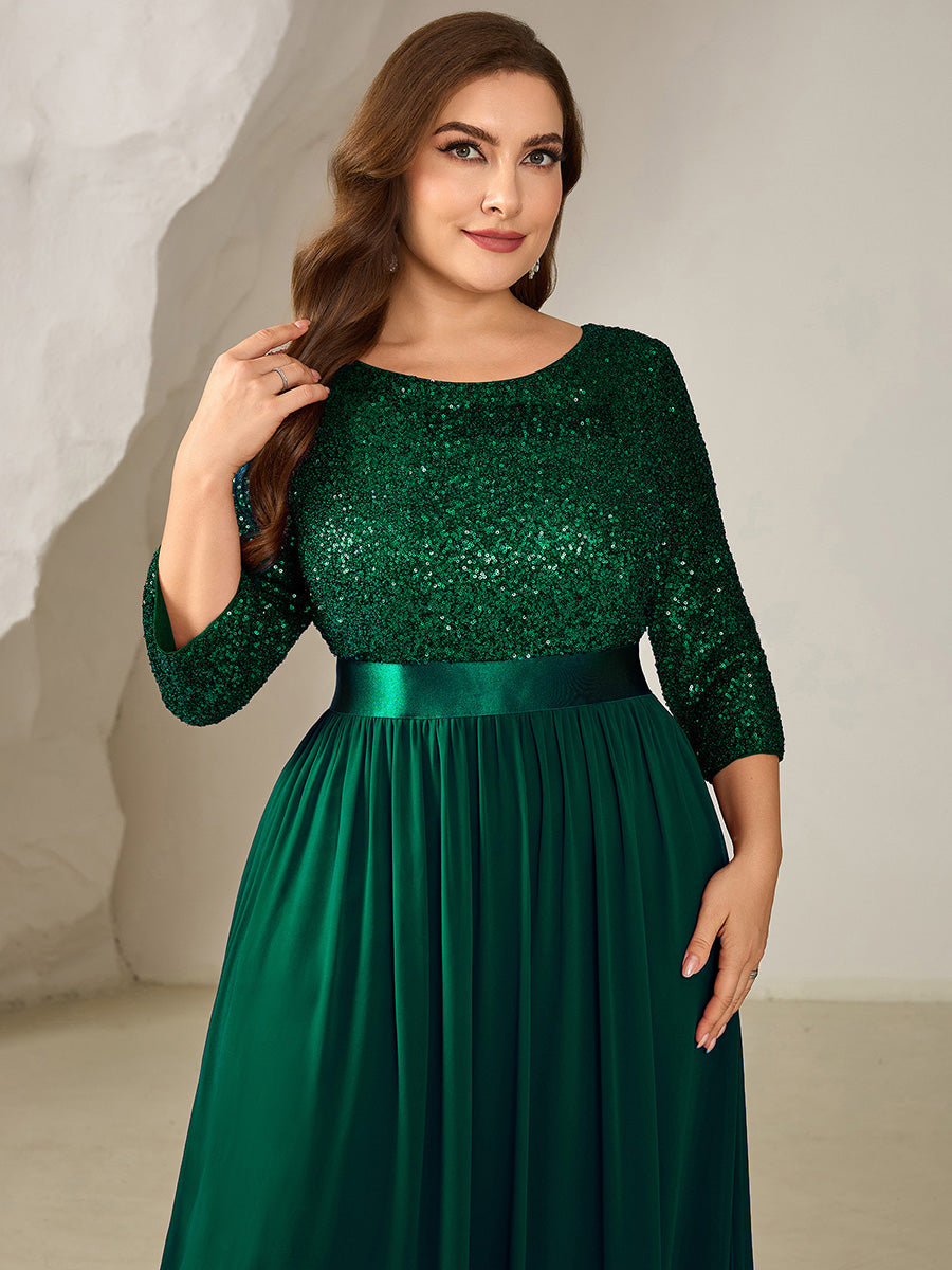 ever EMILIA|Glitter A-Line Maxi Evening Dress with Chiffon