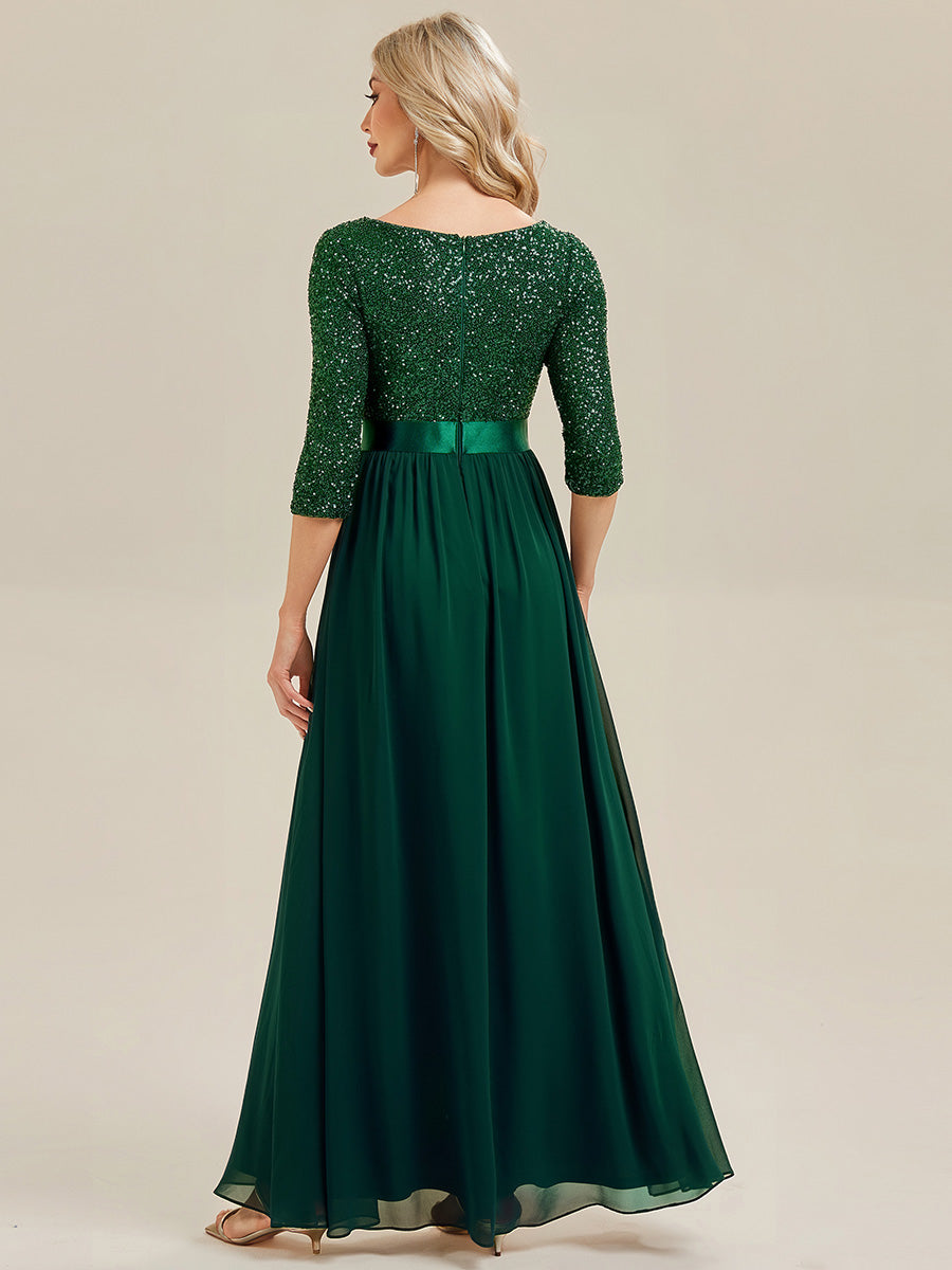 ever EMILIA|Glitter A-Line Maxi Evening Dress with Chiffon