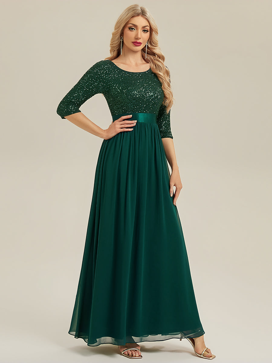 ever EMILIA|Glitter A-Line Maxi Evening Dress with Chiffon