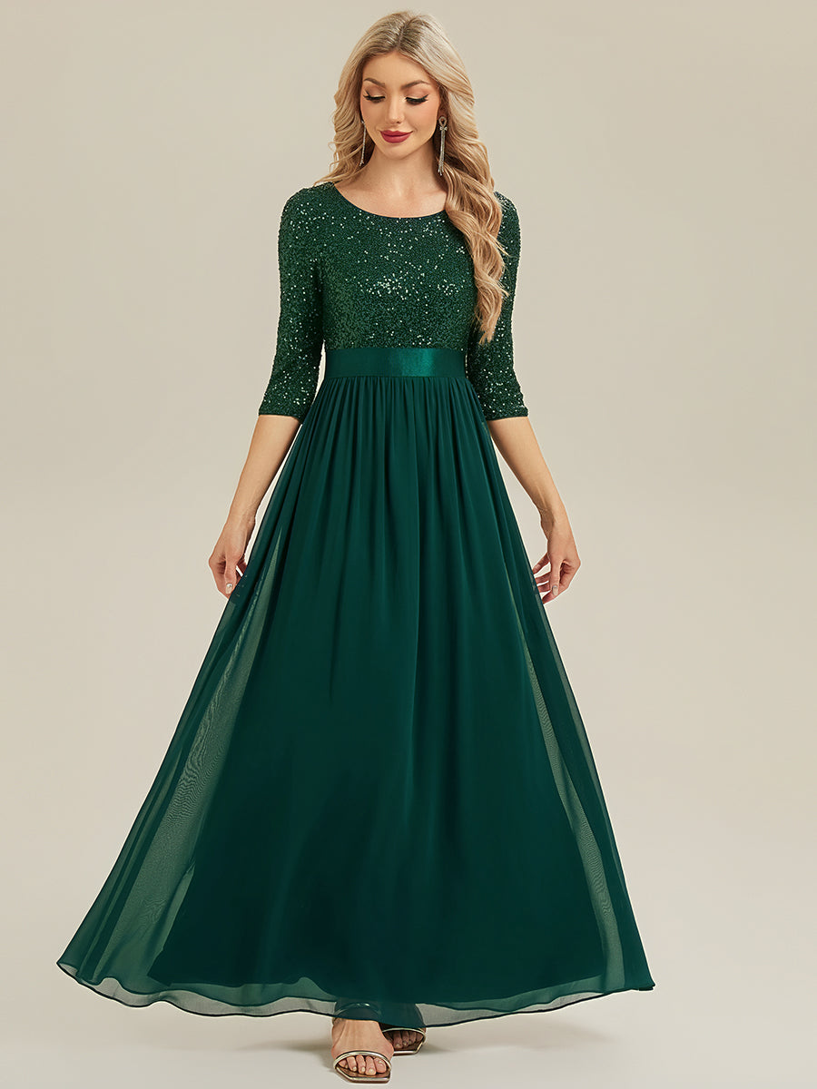 ever EMILIA|Glitter A-Line Maxi Evening Dress with Chiffon