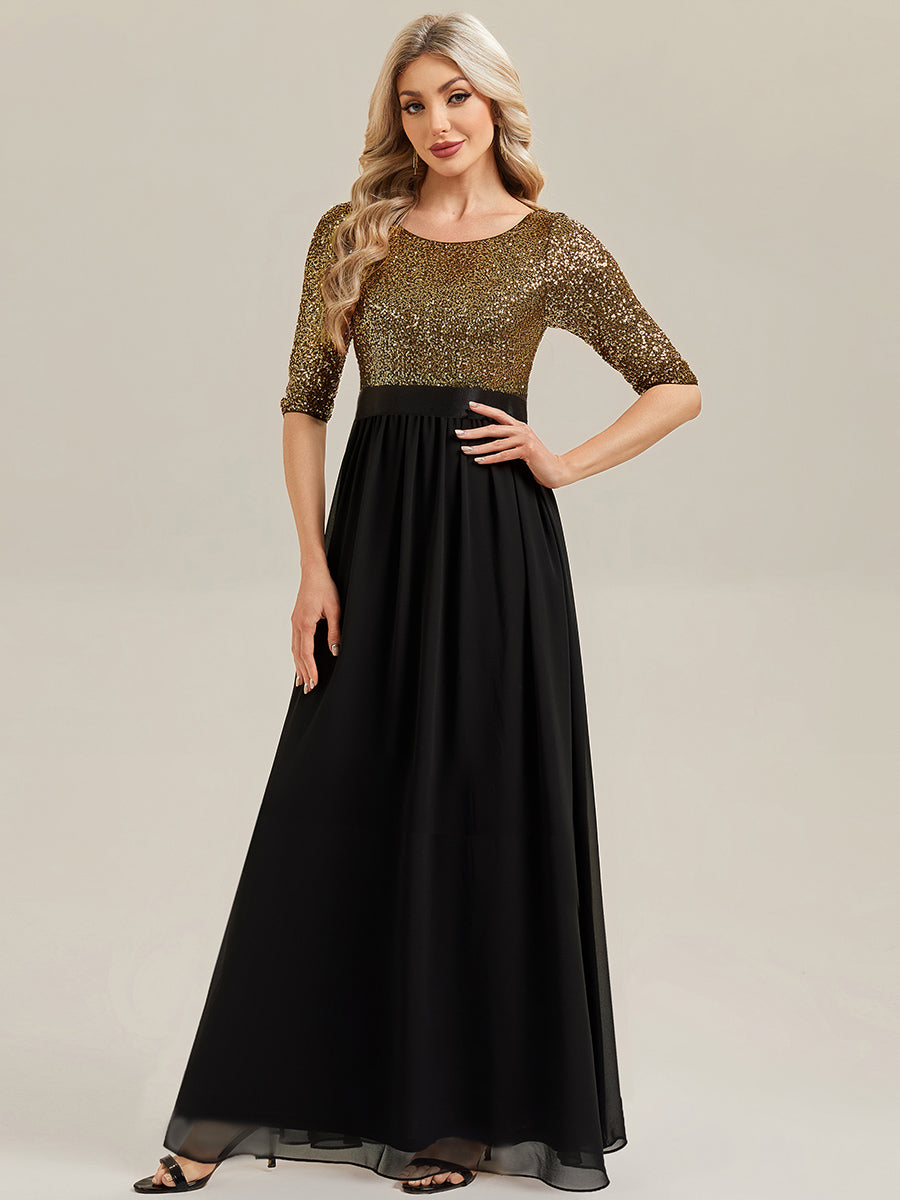 ever EMILIA|Glitter A-Line Maxi Evening Dress with Chiffon