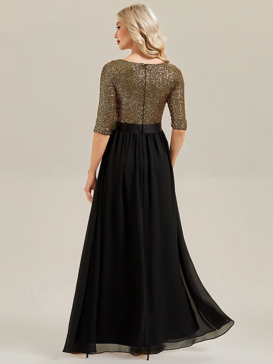 ever EMILIA|Glitter A-Line Maxi Evening Dress with Chiffon