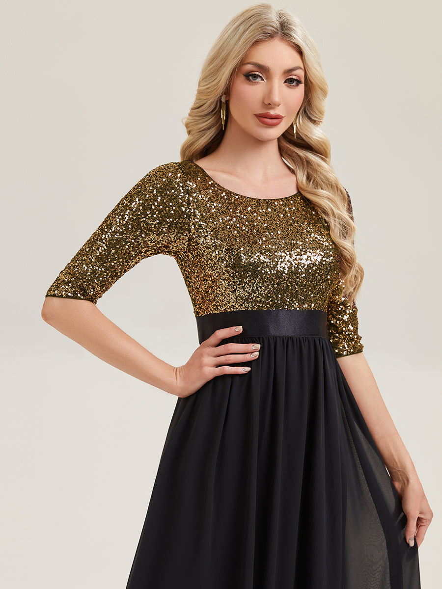ever EMILIA|Glitter A-Line Maxi Evening Dress with Chiffon