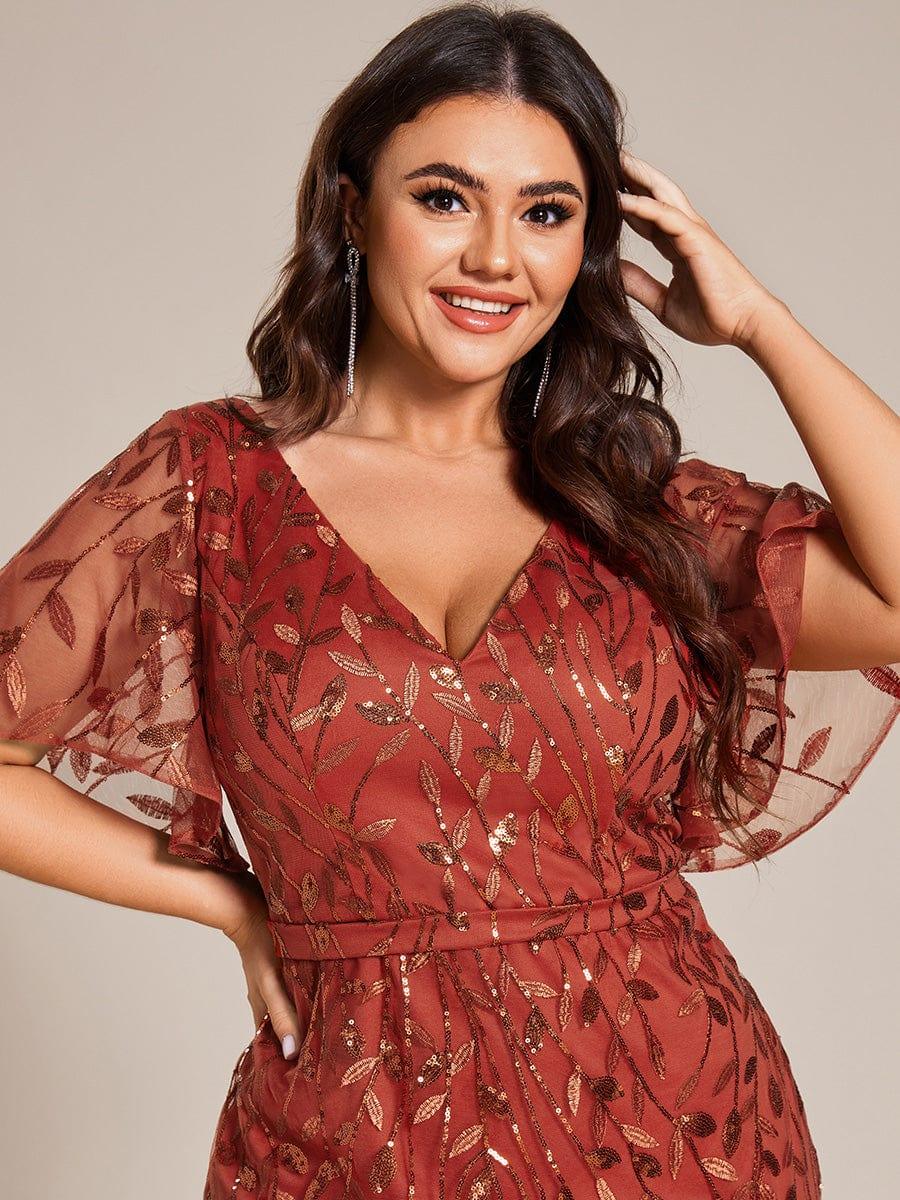 ever DIONE|Gorgeous V Neck Leaf-Sequined Fishtail Party Dress