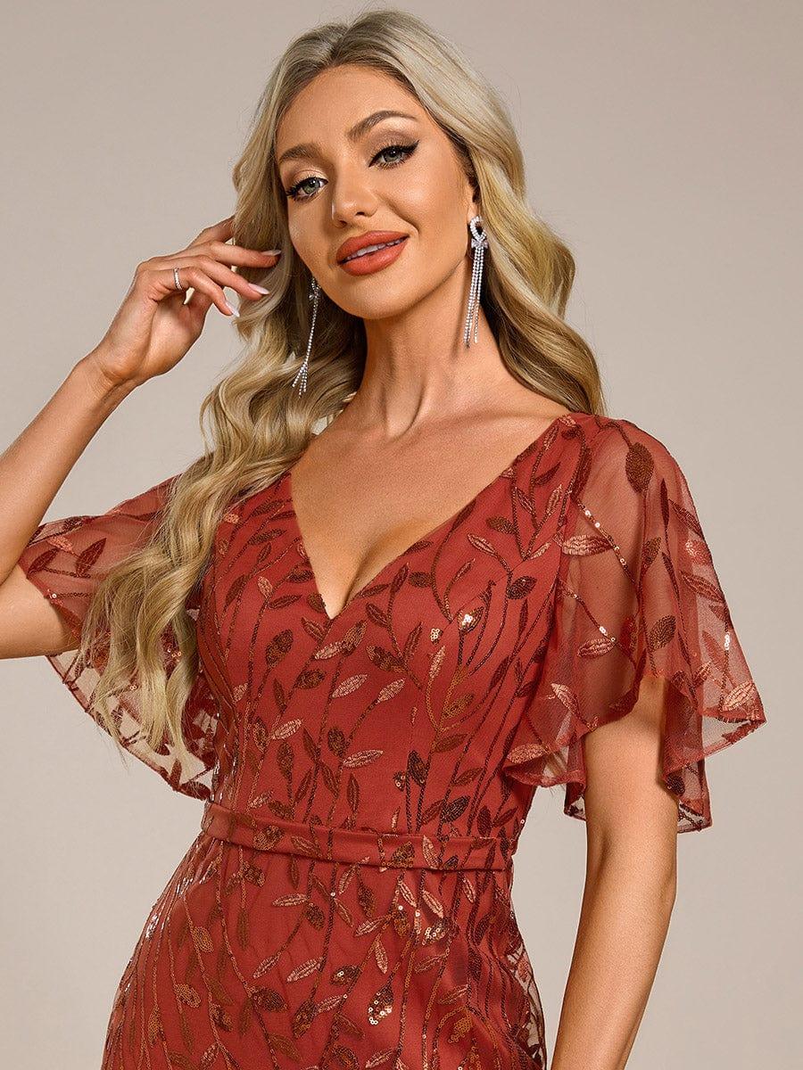 ever DIONE|Gorgeous V Neck Leaf-Sequined Fishtail Party Dress