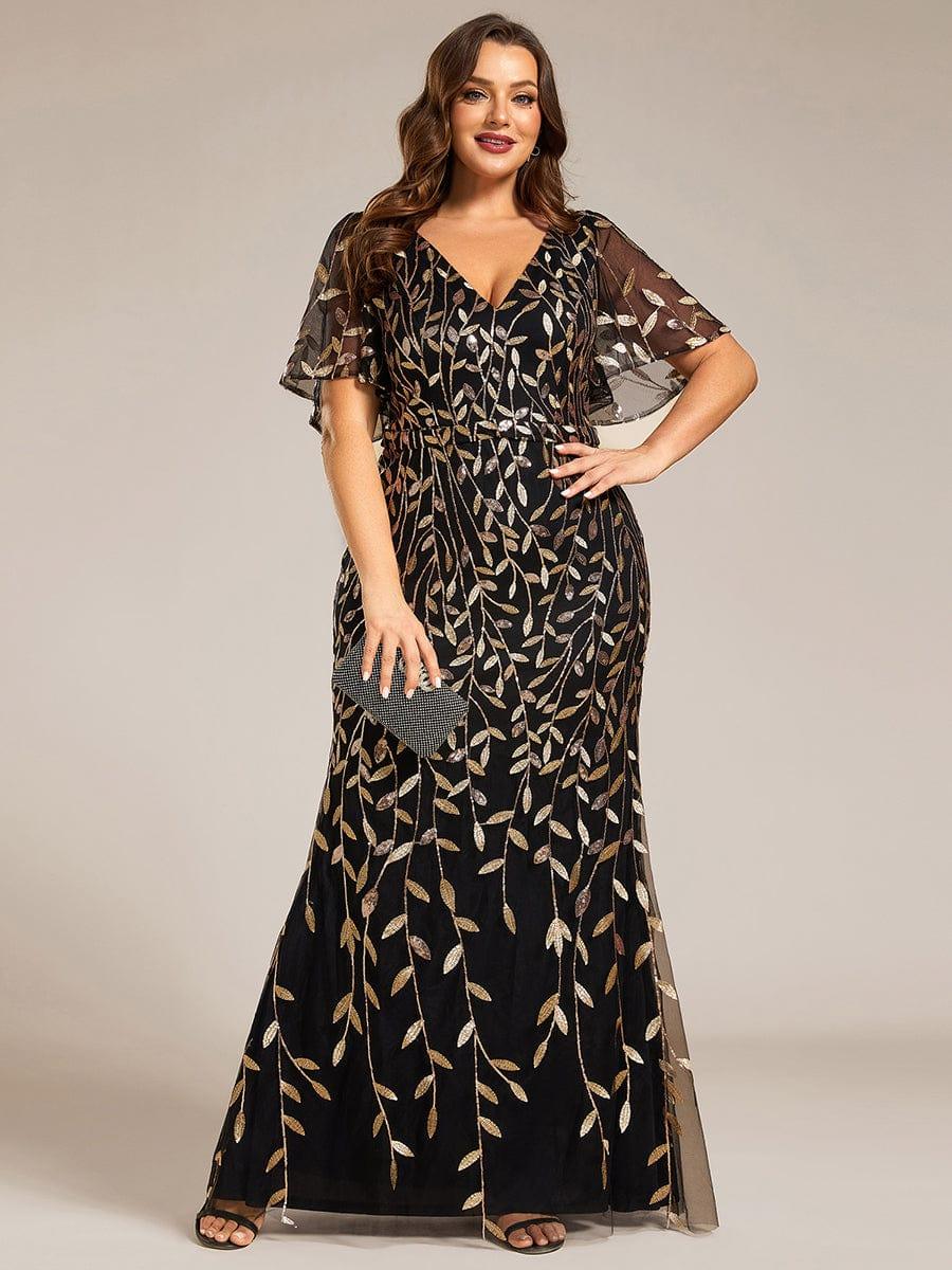 ever DIONE|Gorgeous V Neck Leaf-Sequined Fishtail Party Dress